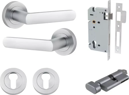 Osaka Lever - Round Rose Entrance Set - Key / Turn - SC