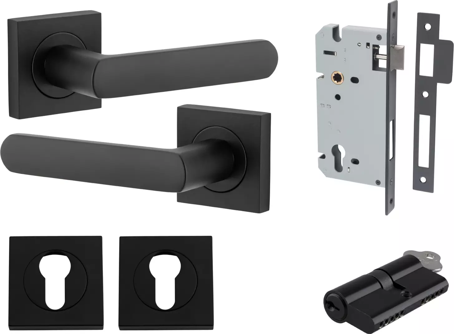 Osaka Lever - Square Rose Entrance Set - Key / Key - MB