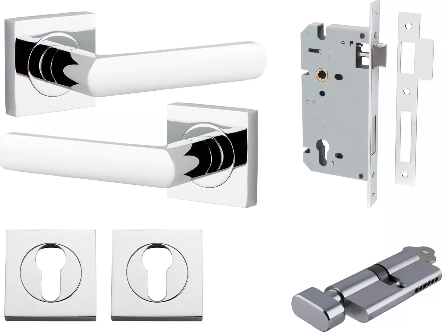 Osaka Lever - Square Rose Entrance Set - Key / Turn - CP