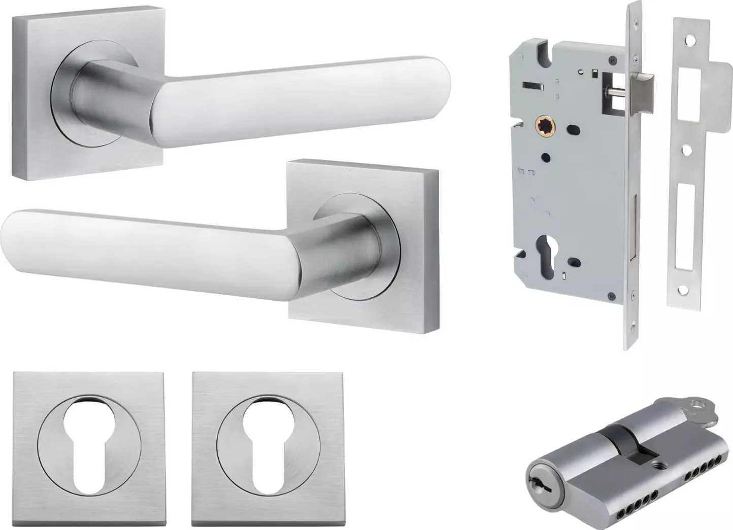 Osaka Lever - Square Rose Entrance Set - Key / Key - SC