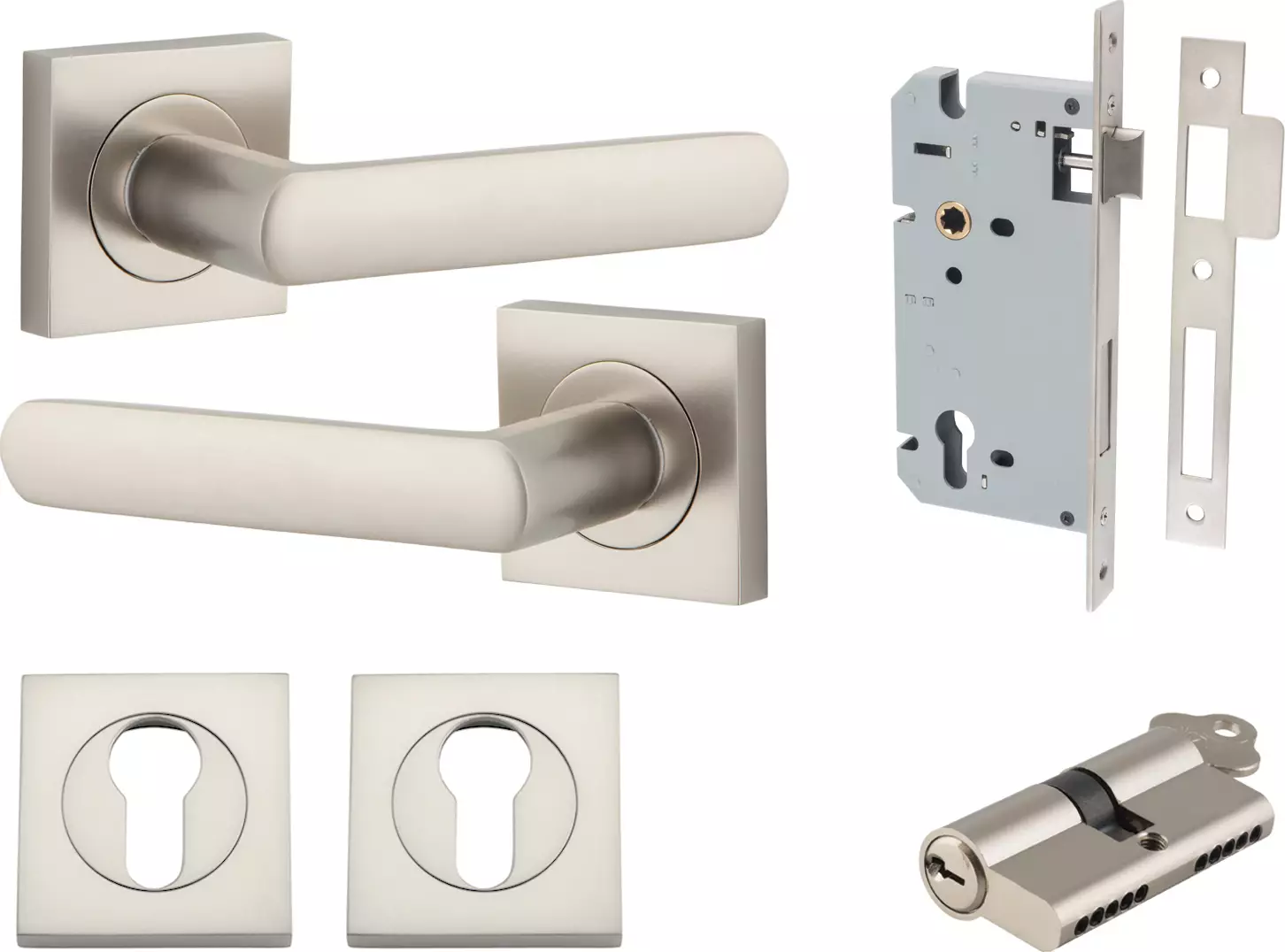 Osaka Lever - Square Rose Entrance Set - Key / Key - SN