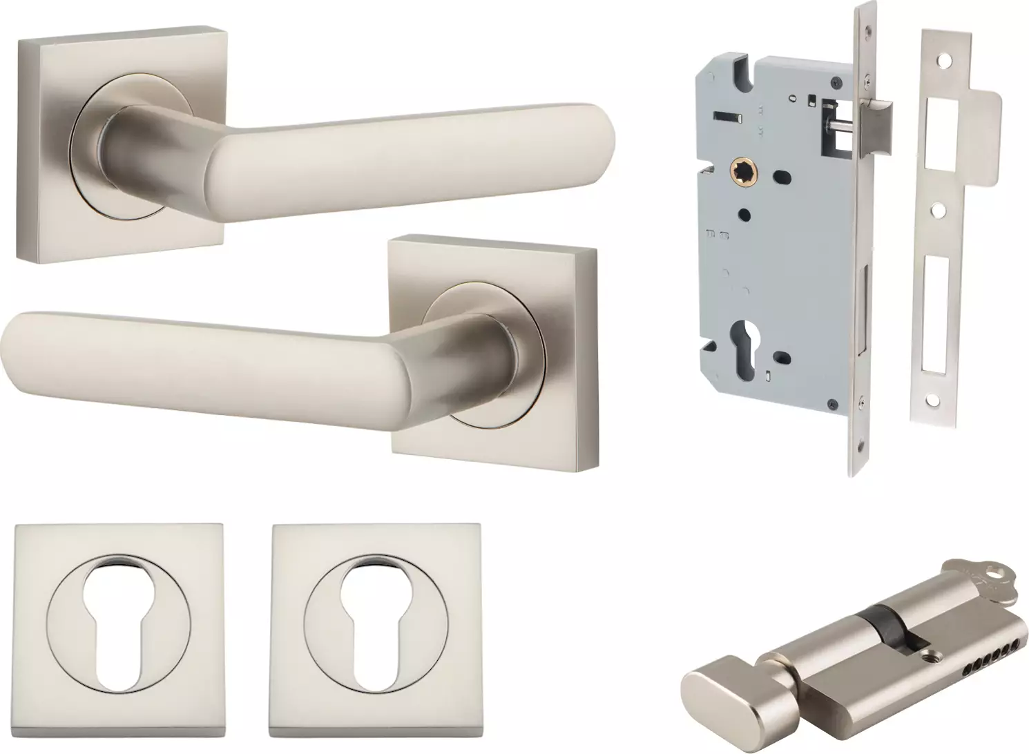 Osaka Lever - Square Rose Entrance Set - Key / Turn - SN