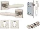 Osaka Lever - Square Rose Entrance Set - Key / Turn - SN