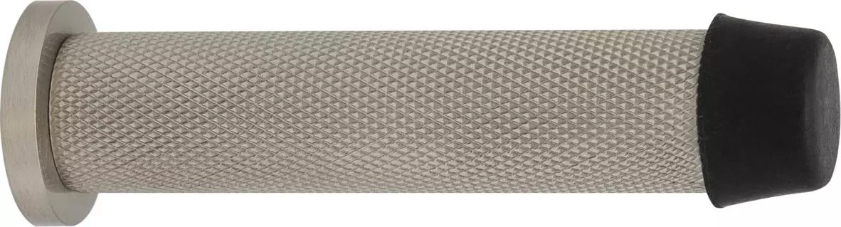 85mm Skirting Doorstop Slimline - Diamond Knurl - BN