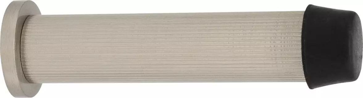 85mm Skirting Doorstop Slimline - Linear Knurl - BN