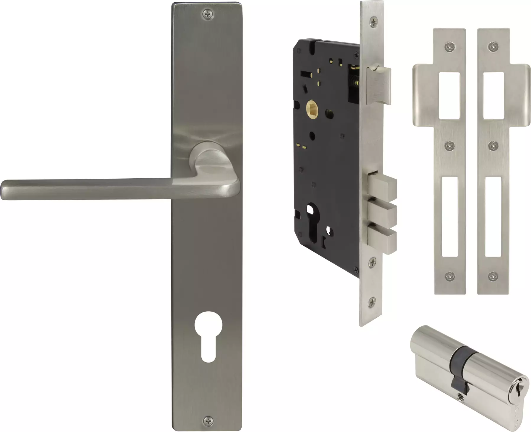 Chalet Square Longplate Entrance Set E85 - Key/Key - BN