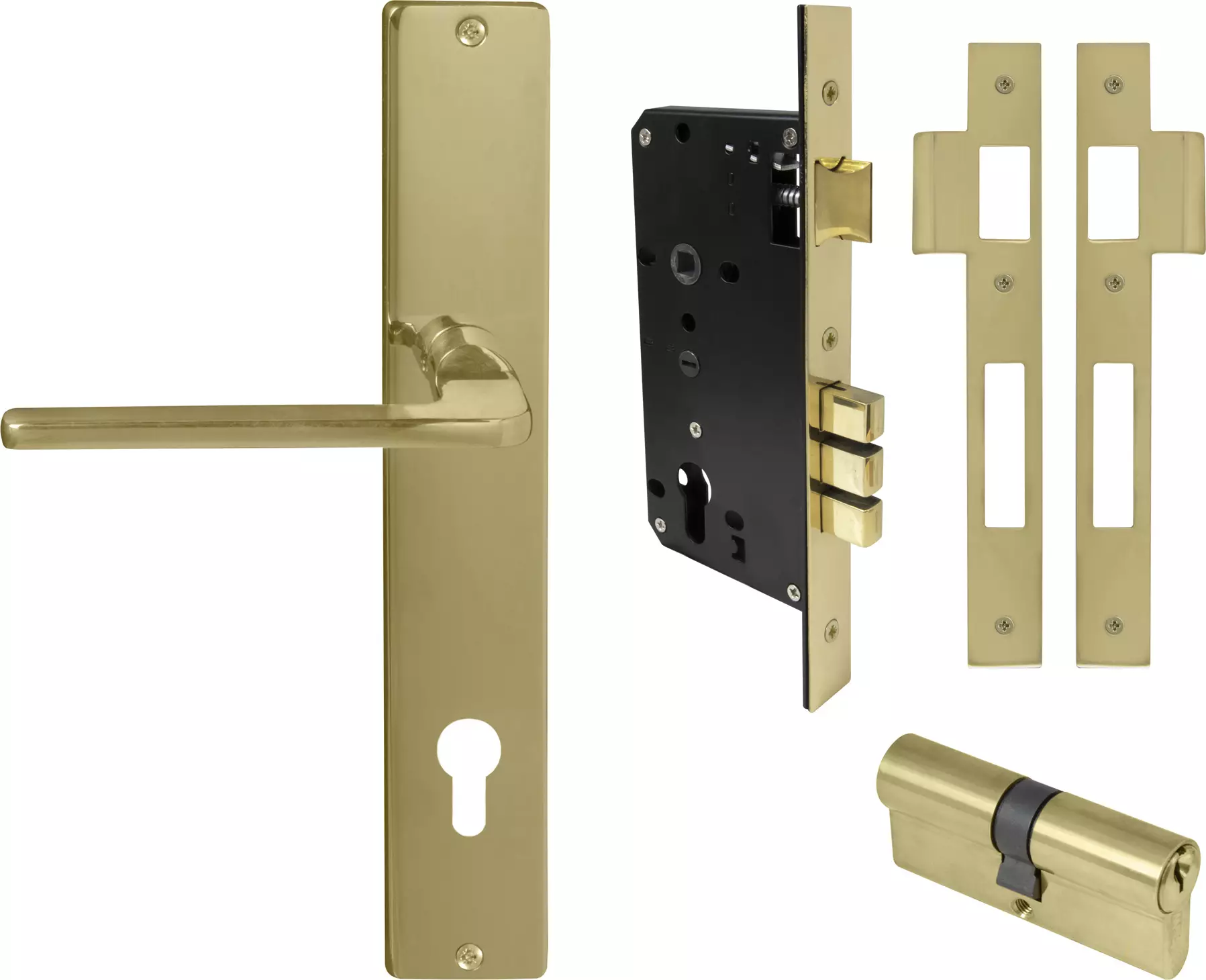 Chalet Square Longplate Entrance Set E85 - Key/Key - PB