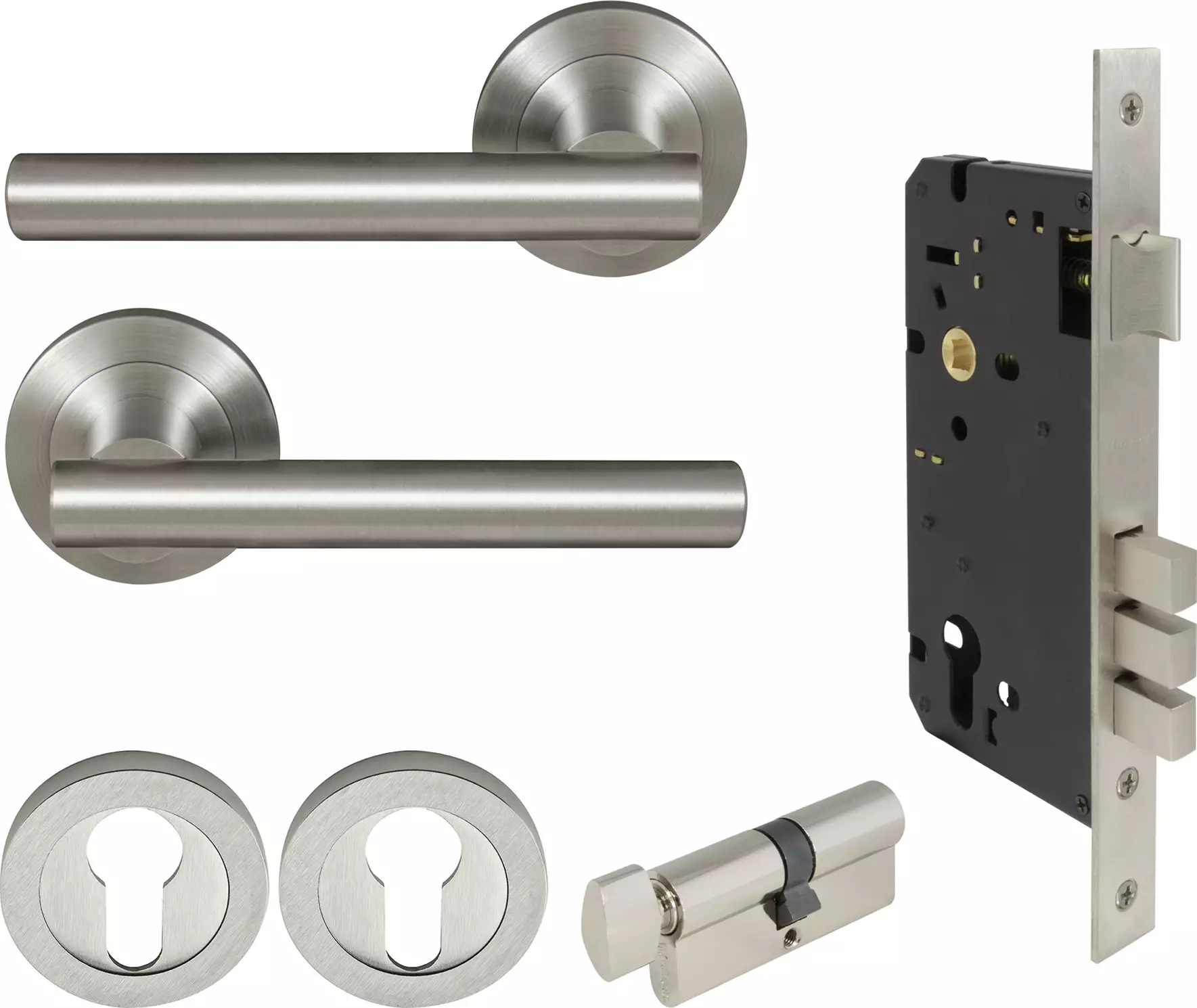 Charleston Round Rose Entrance Set - E85 - BN