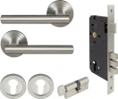 Charleston Round Rose Entrance Set - E85 - BN