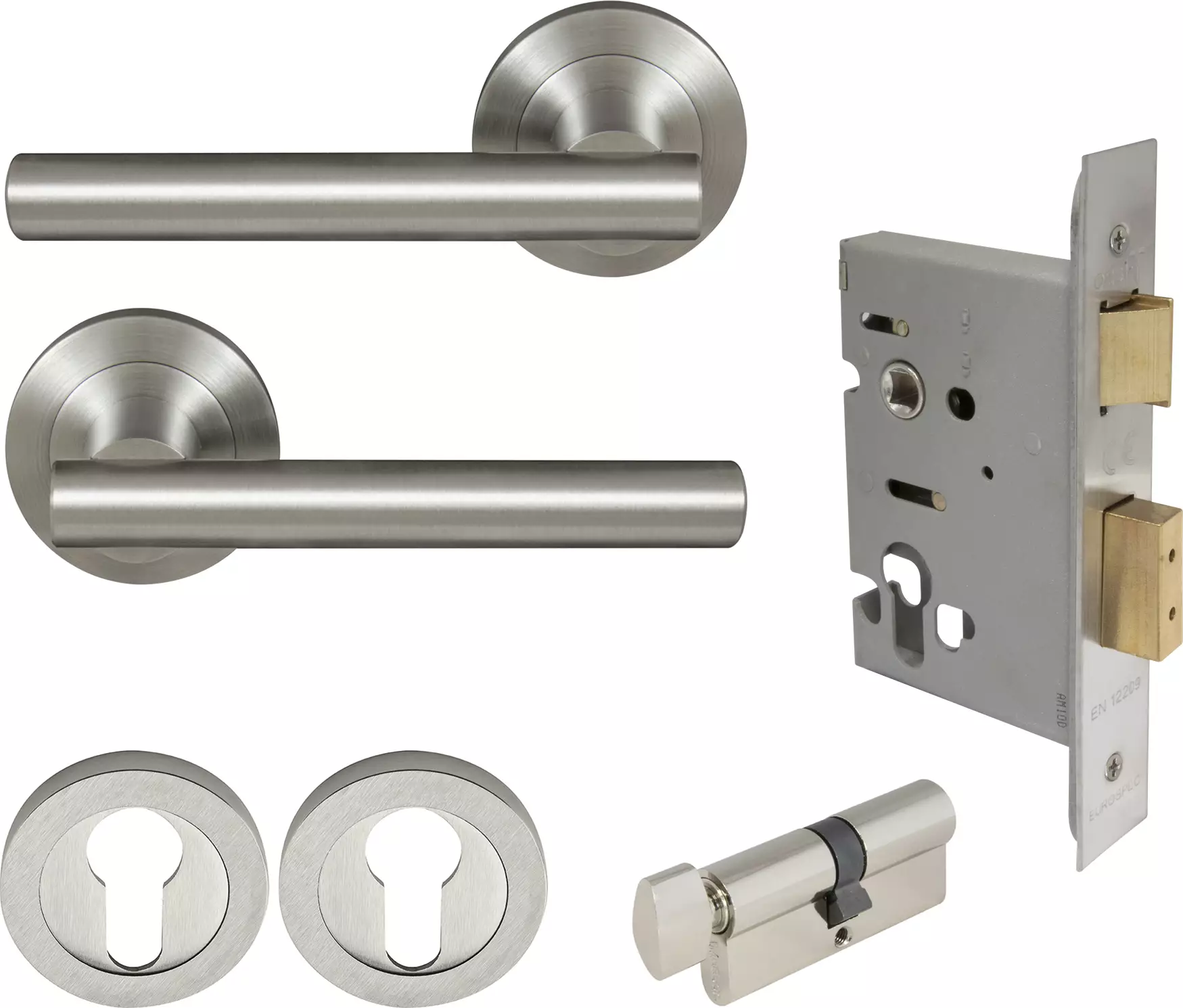 Charleston Round Rose Entrance Set - E48 - BN