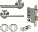 Charleston Round Rose Entrance Set - E48 - BN