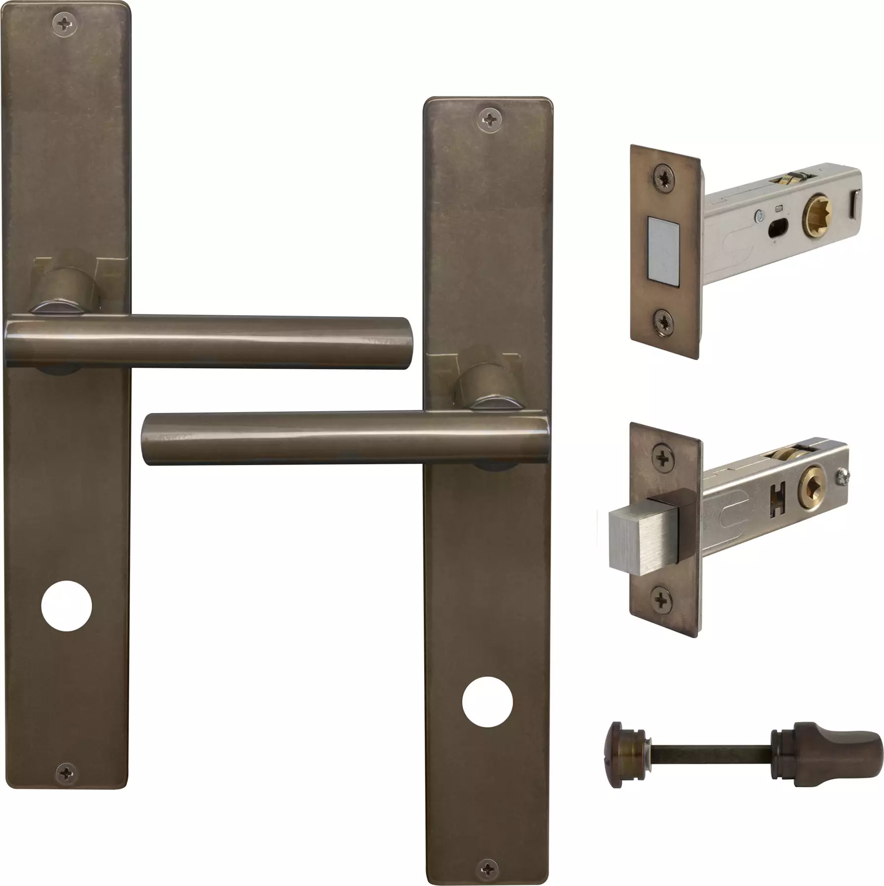 Charleston Longplate Square Privacy Set - Magn. Latch - AB