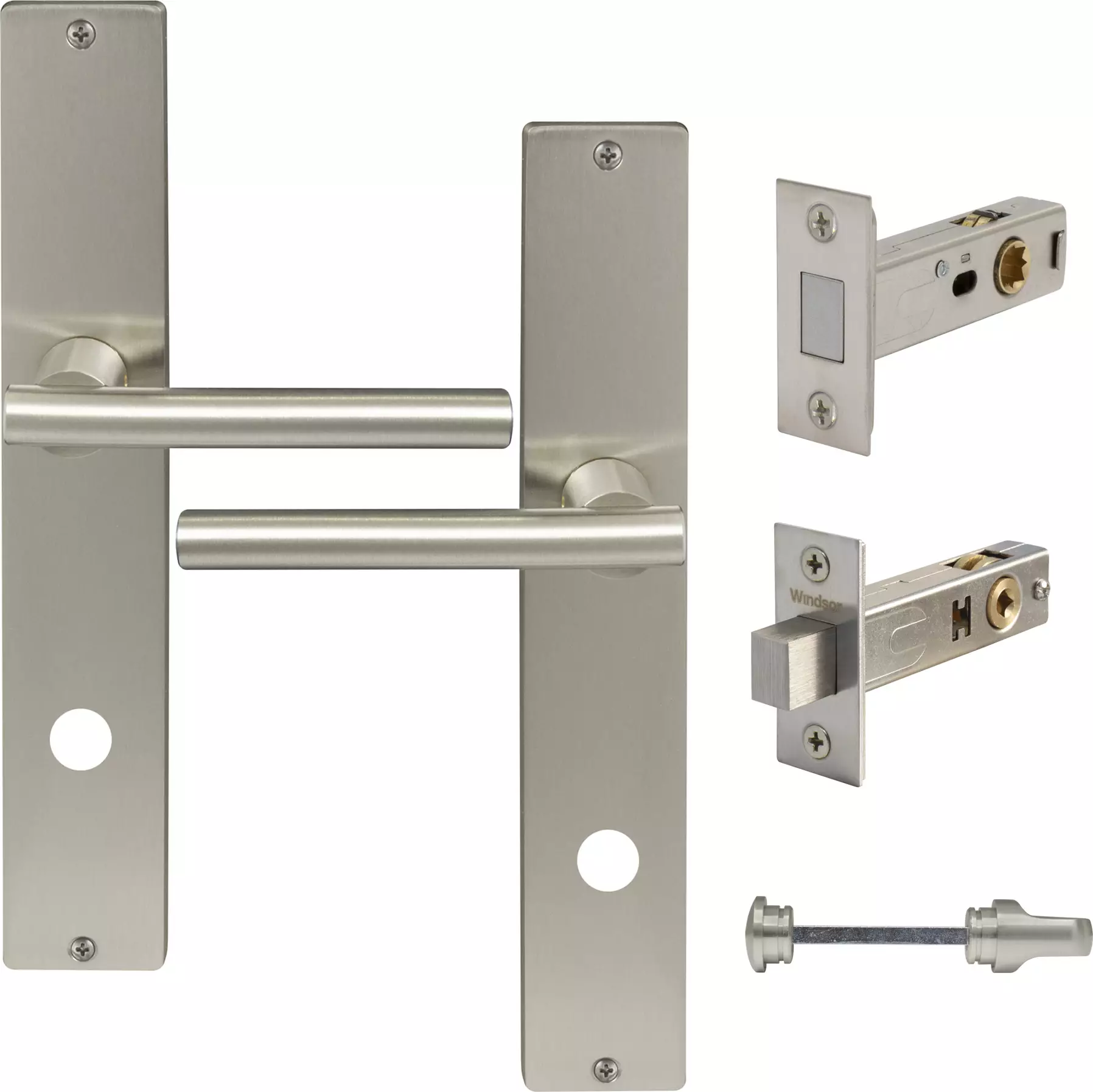 Charleston Longplate Square Privacy Set - Magn. Latch - BN
