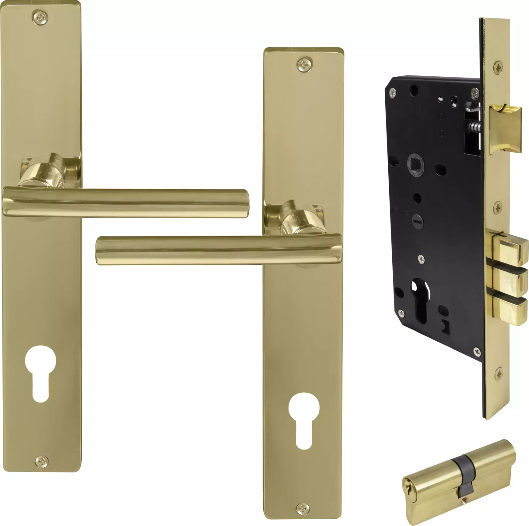 Charleston Square Longplate Entrance Set E85 - Key/Key - PB