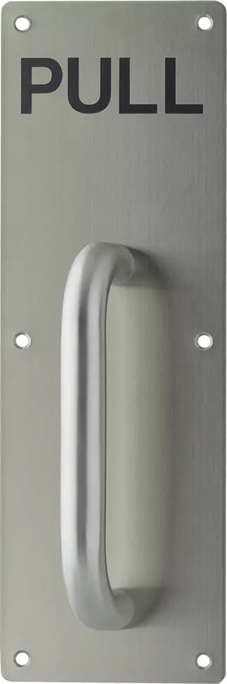 Engraved PULL Handle On Plate - 300 x 100mm - SS