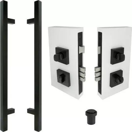 25mm Sq 600mm Pull + Lock + Stop Combo Set