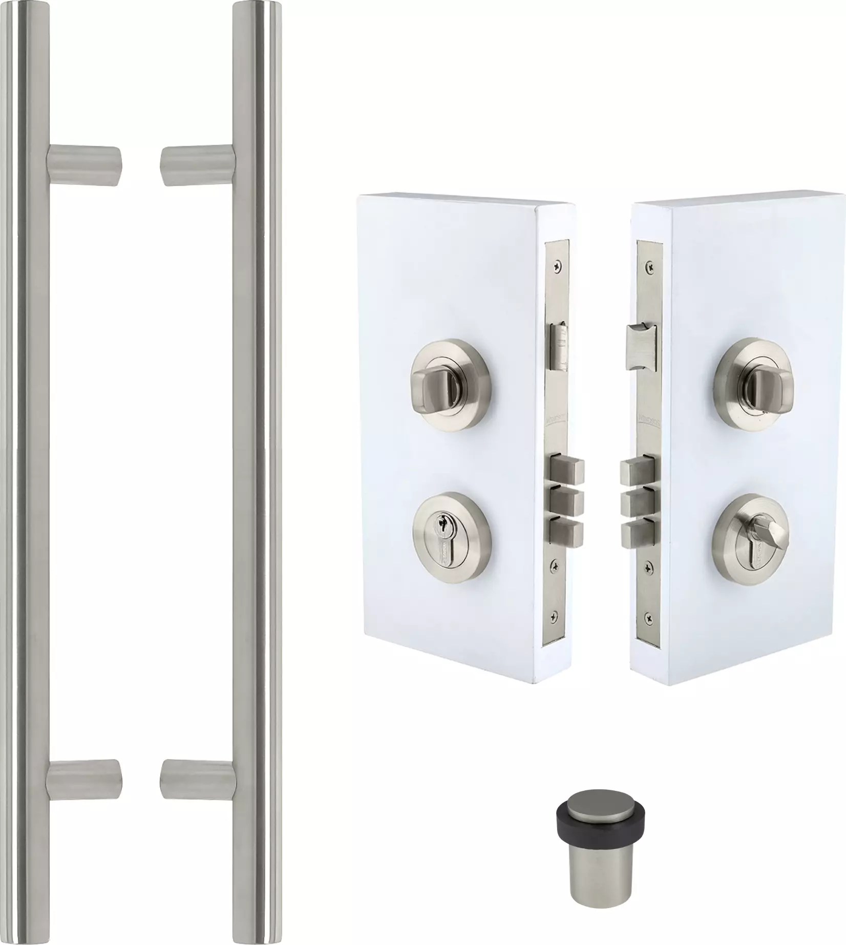 600mm - 32mm SS Round Pull + Lock + Stop Combo Set