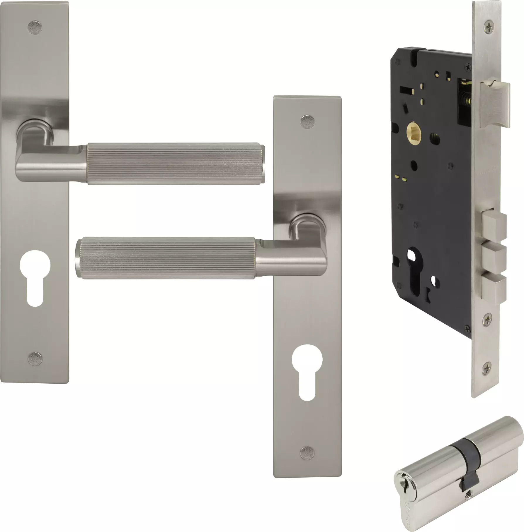 Lumina Longplate Entrance Set - K/K - Linear Knurl - BN