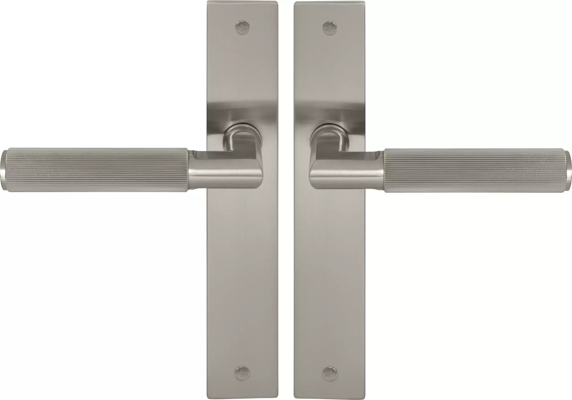 Lumina Longplate Lever Set - Linear Knurl - BN