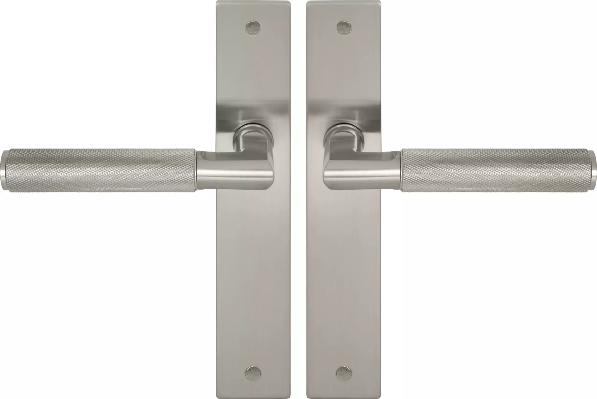 Lumina Longplate Lever Set - Diamond Knurl   - BN