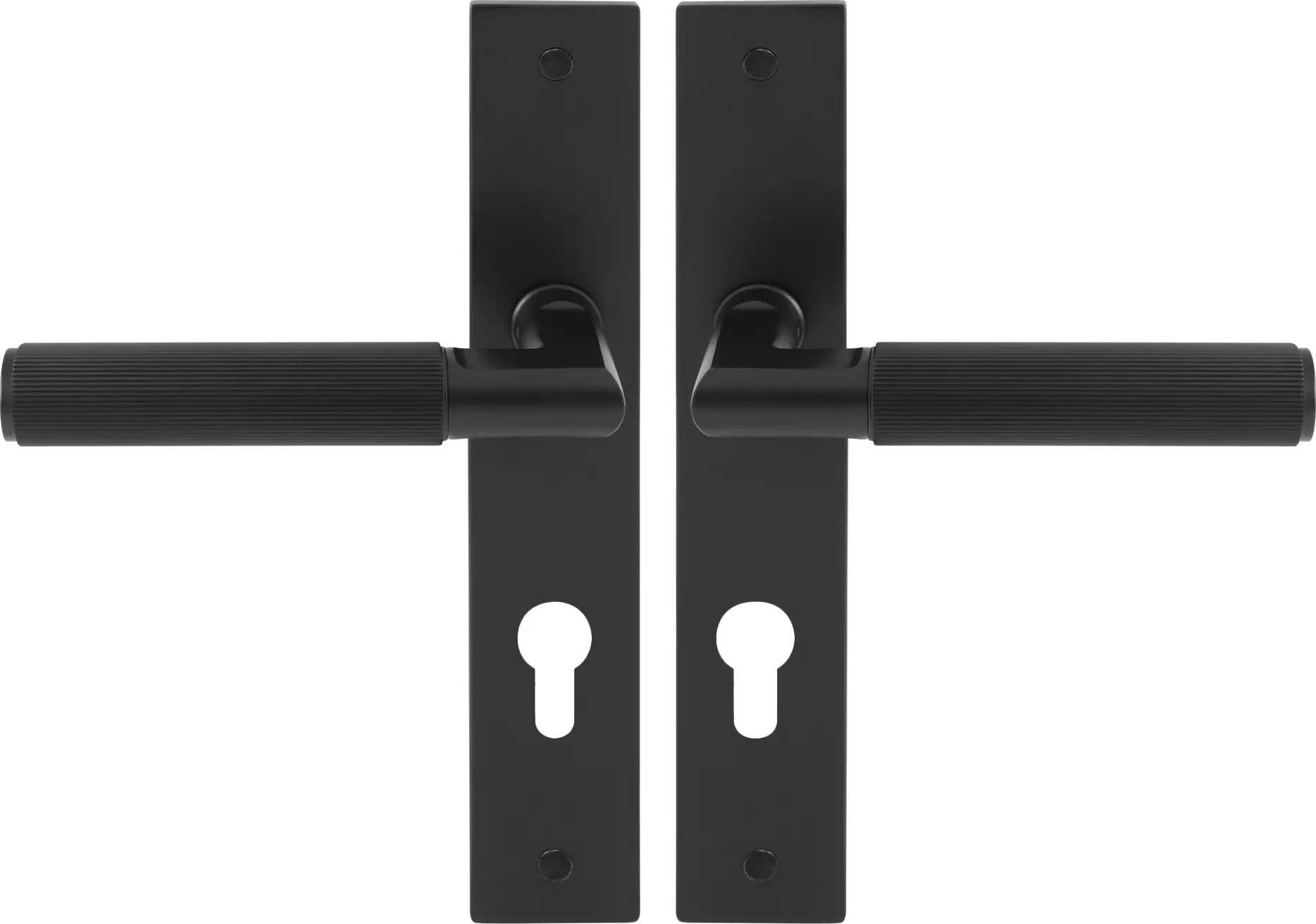 Lumina Longplate Euro Handles - Linear Knurl  - BLK