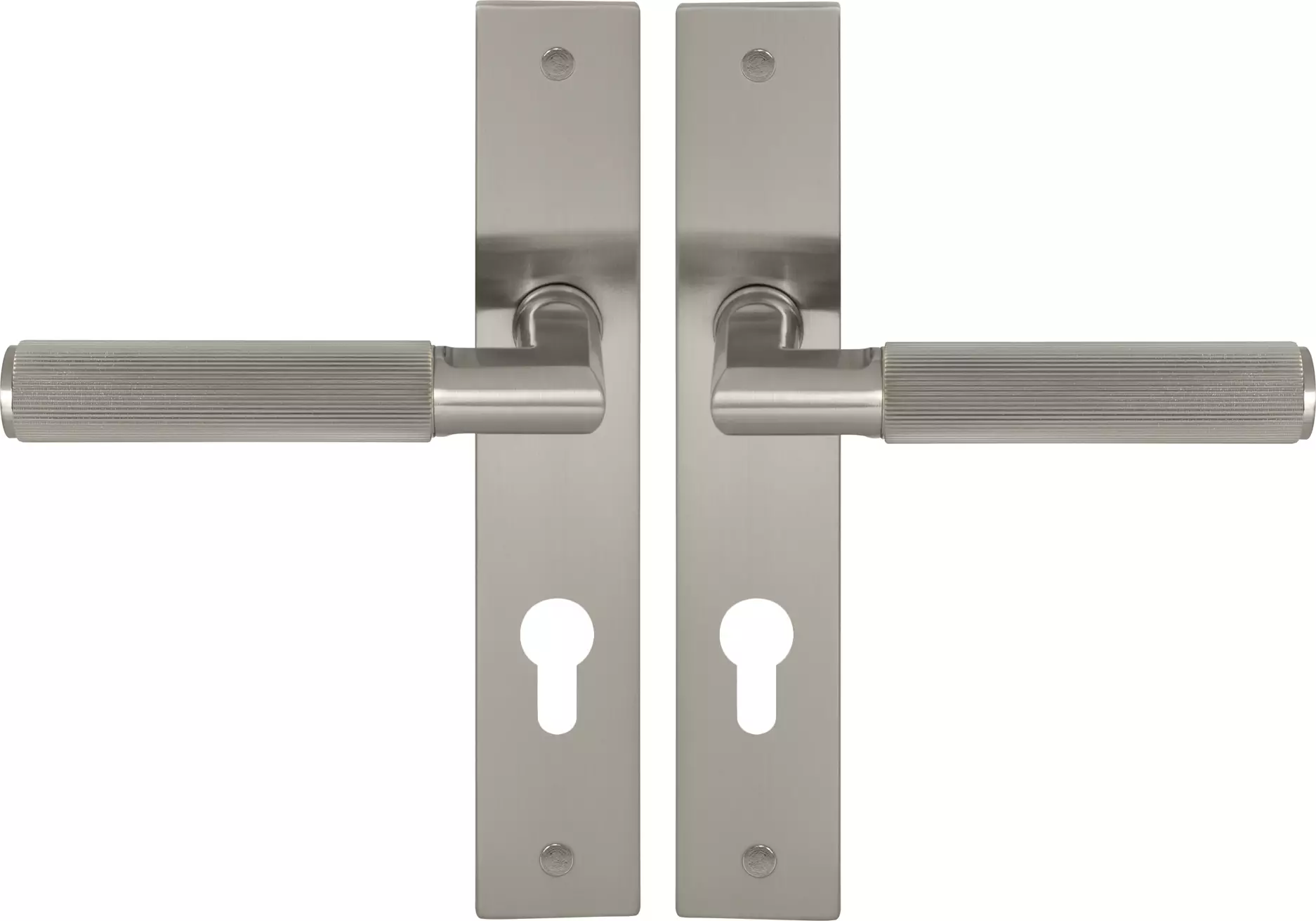 Lumina Longplate Euro Handles - Linear Knurl  - BN