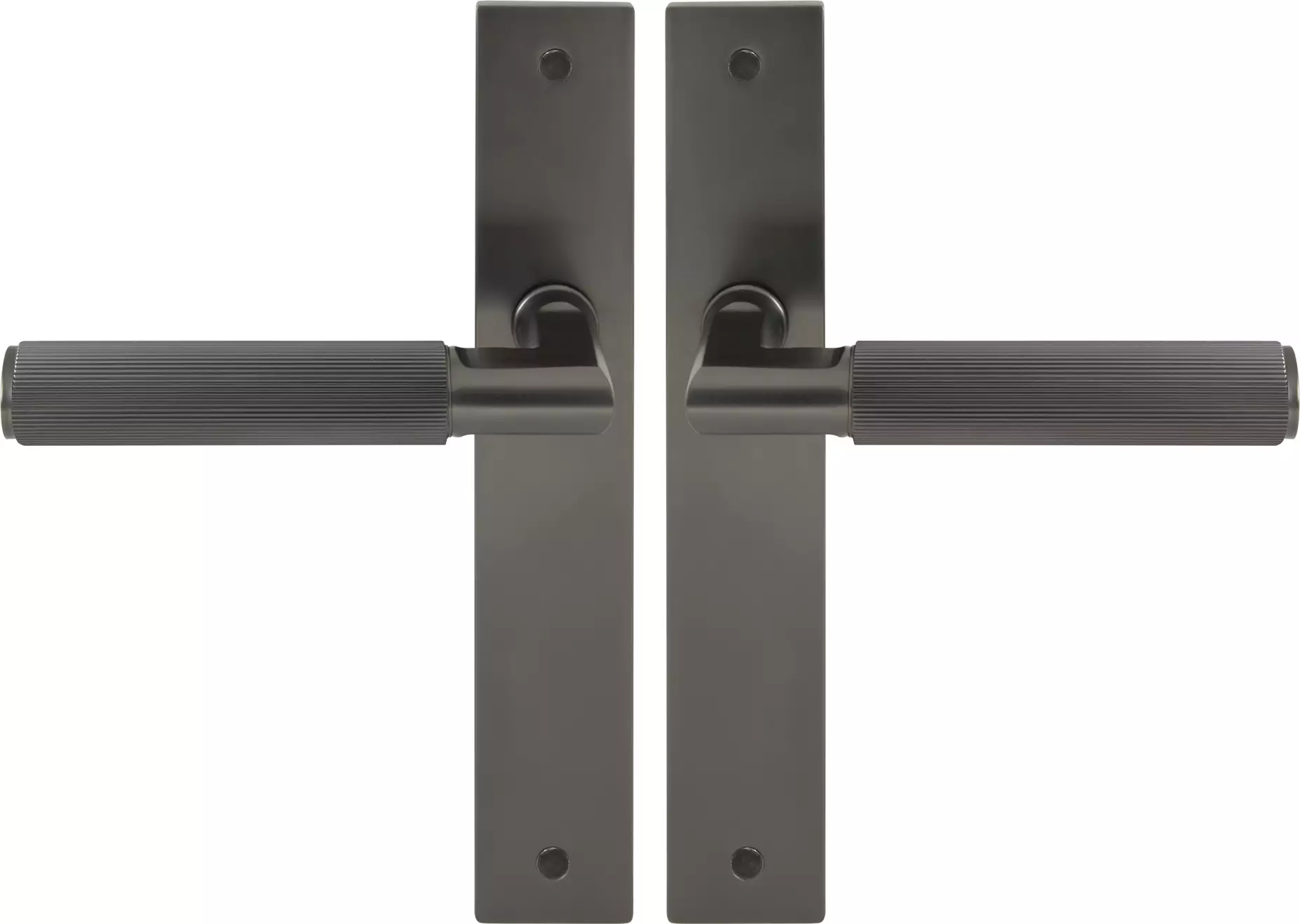 Lumina Longplate Lever Set - Linear Knurl - GN