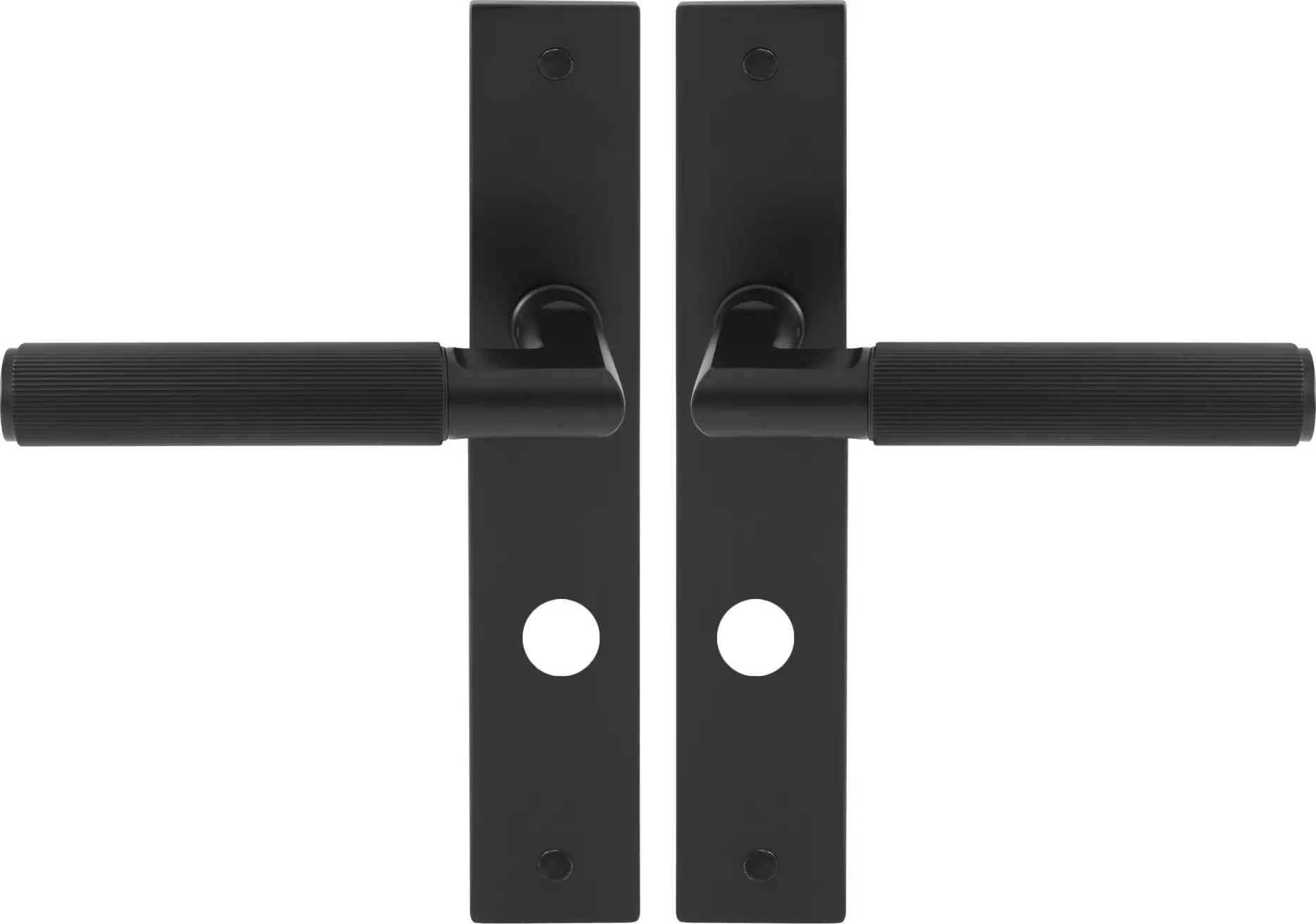 Lumina Longplate Privacy Handles - Linear Knurl - BLK