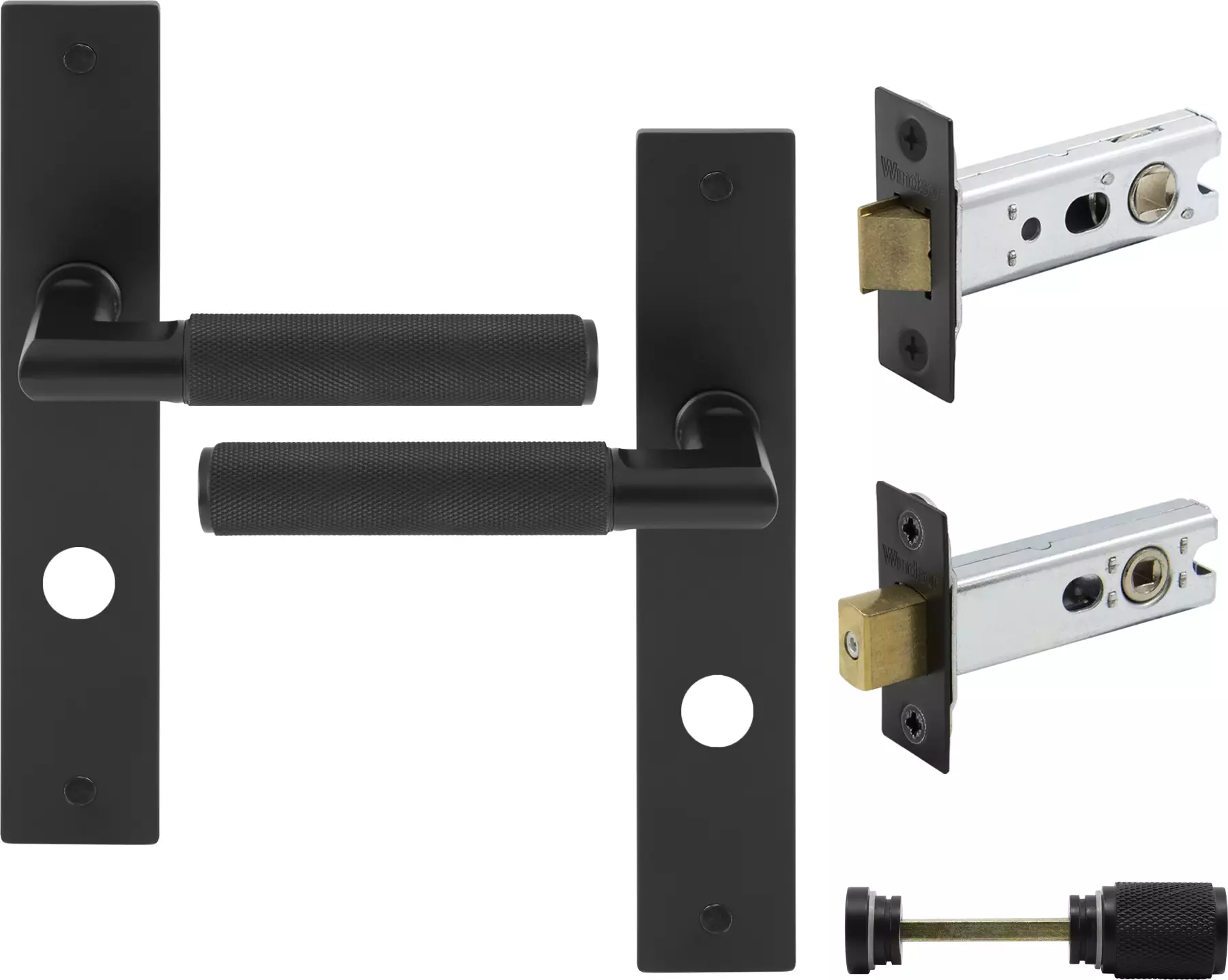 Lumina Longplate Privacy Set - Diamond Knurl   - BLK