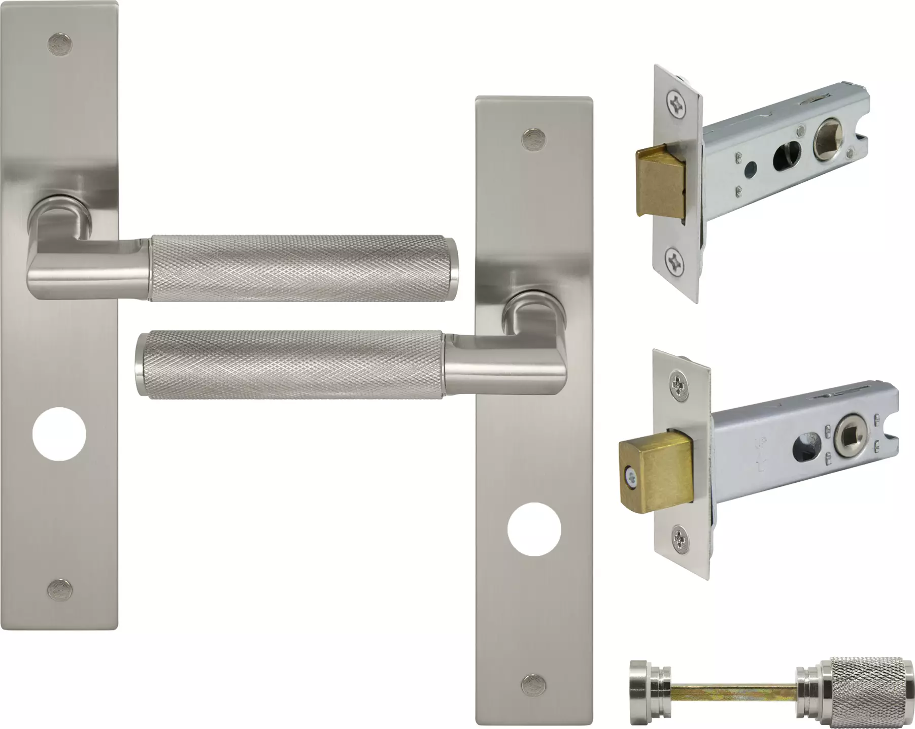 Lumina Longplate Privacy Set - Diamond Knurl   - BN