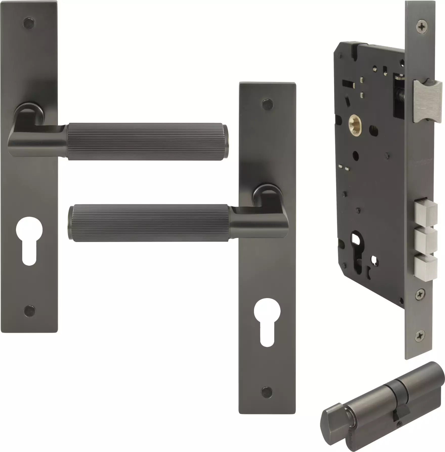 Lumina Longplate Entrance Set - K/T - Linear Knurl - GN