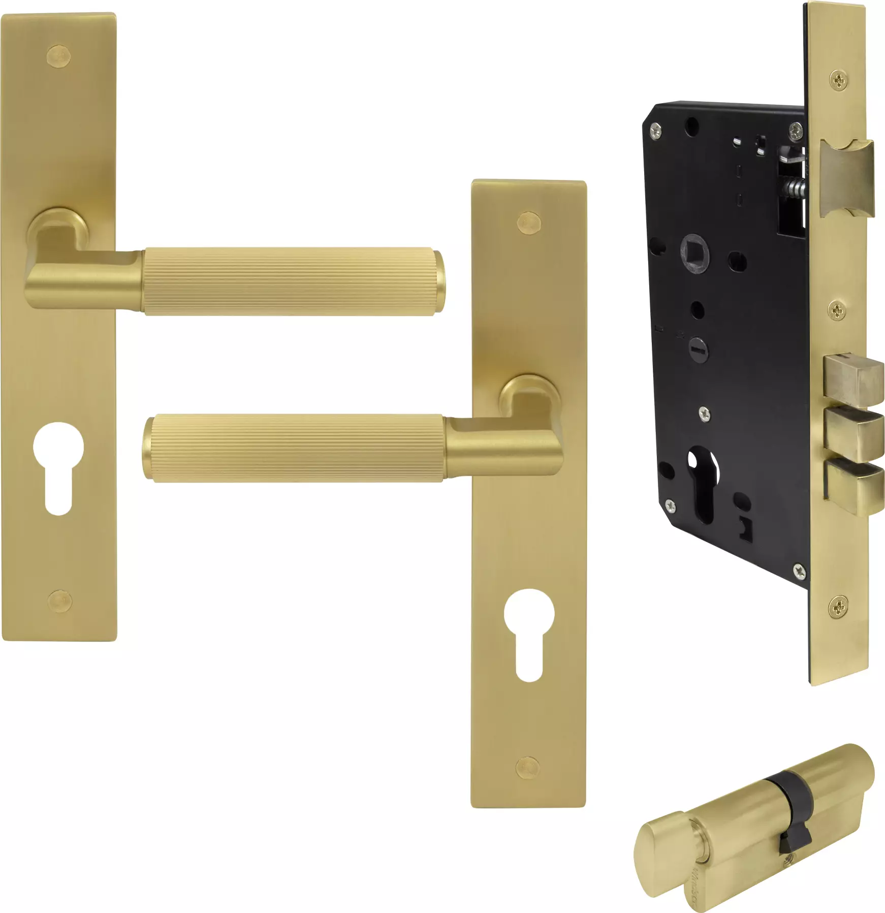 Lumina Longplate Entrance Set - K/T - Linear Knurl - MSB