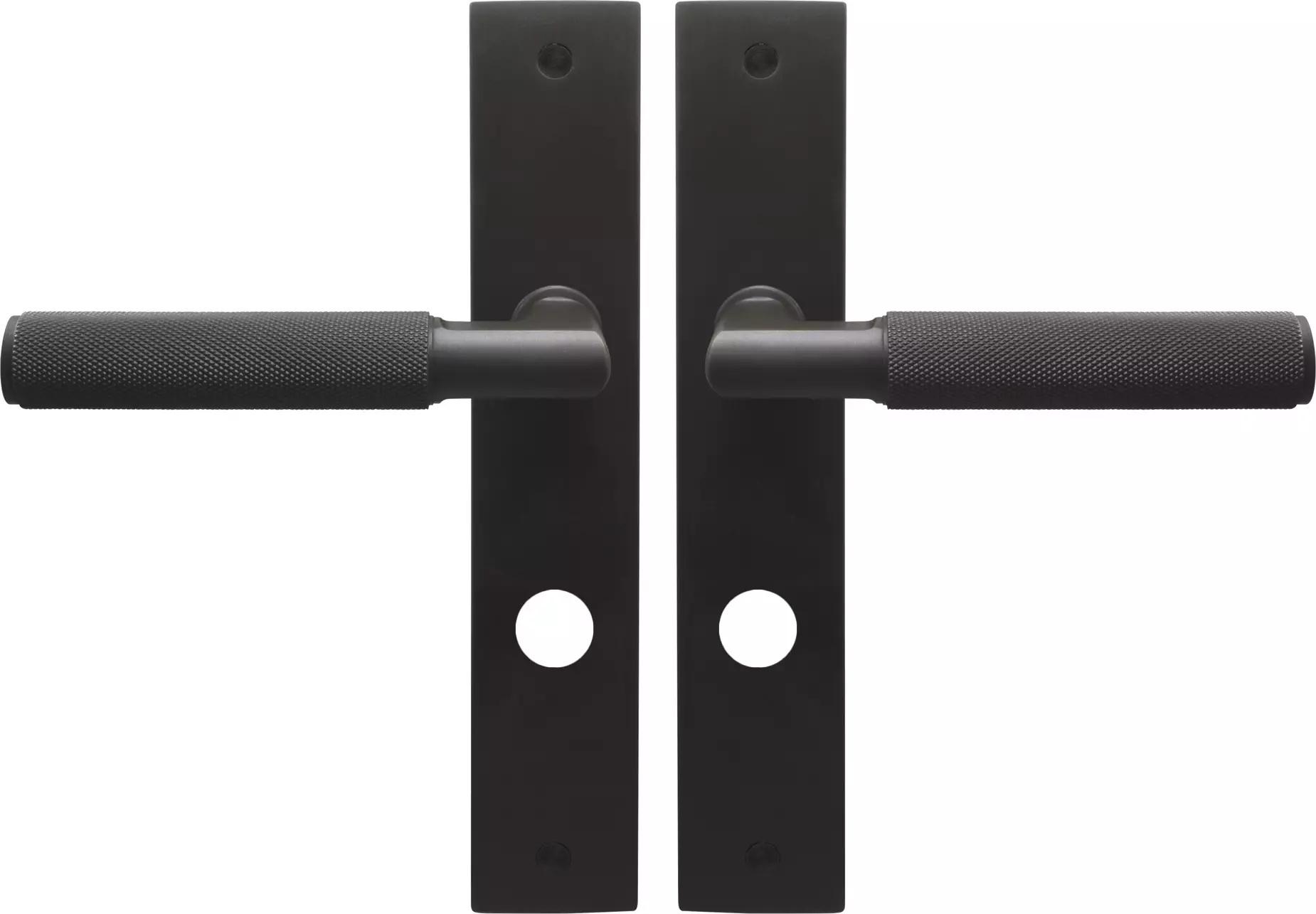 Lumina Longplate Privacy Handles - Diamond Knurl   - DRB