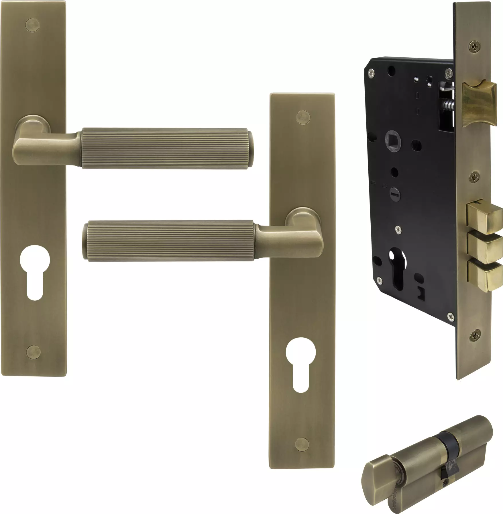 Lumina Longplate Entrance Set - K/T - Linear Knurl - RB