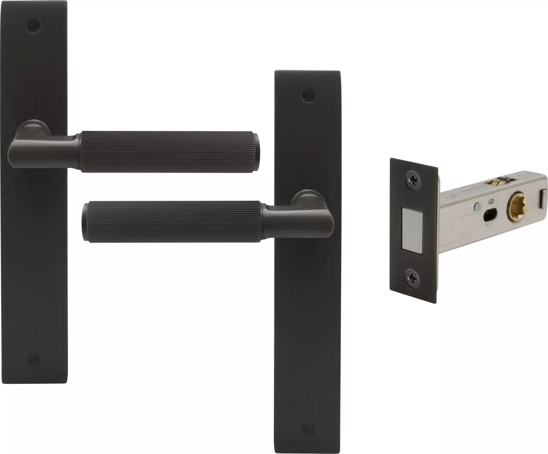 Lumina Longplate Passage Set - Magn. Latch - Linear Knurl - DRB