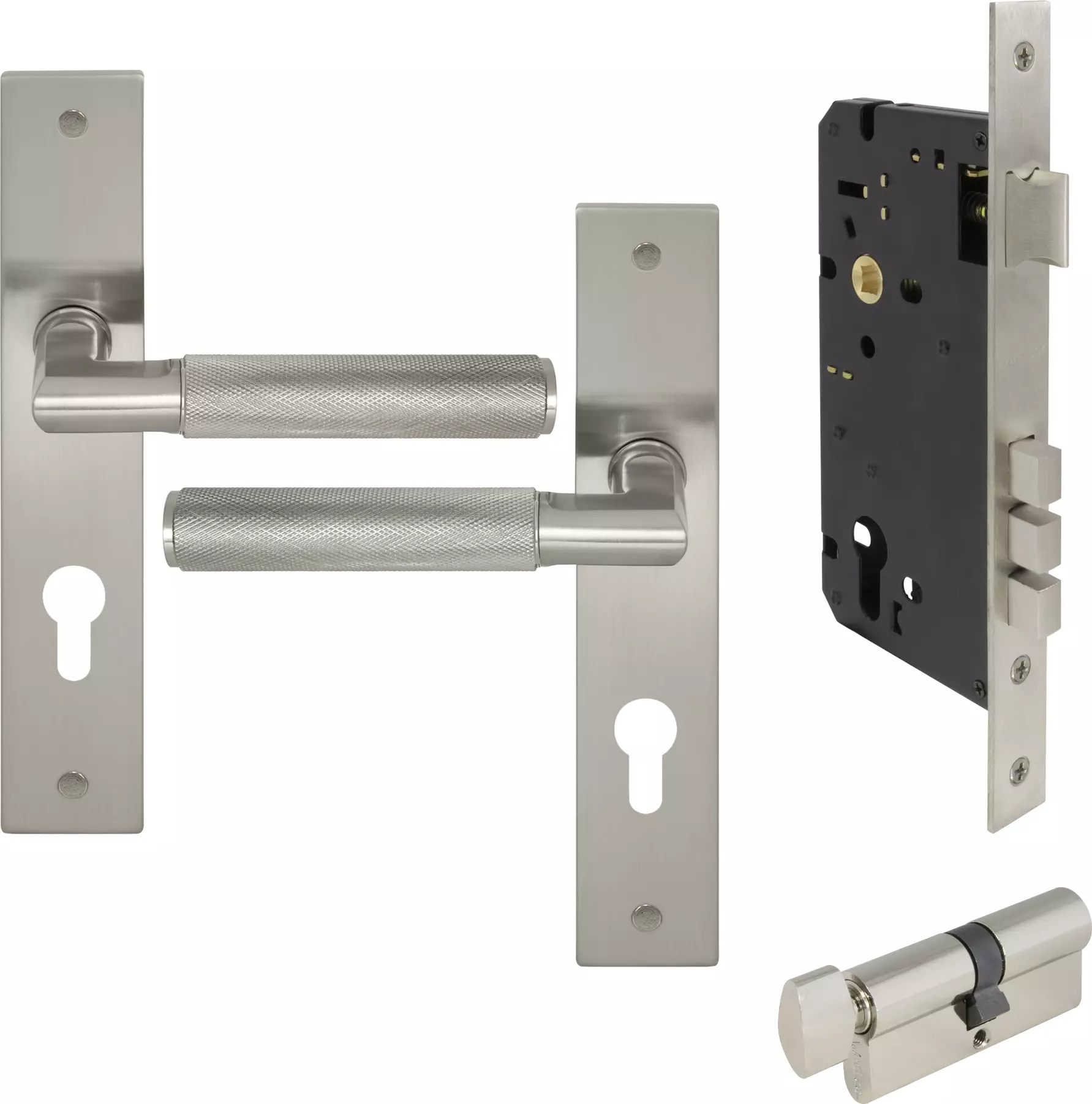 Lumina Longplate Entrance Set - K/T - Diamond Knurl   - BN