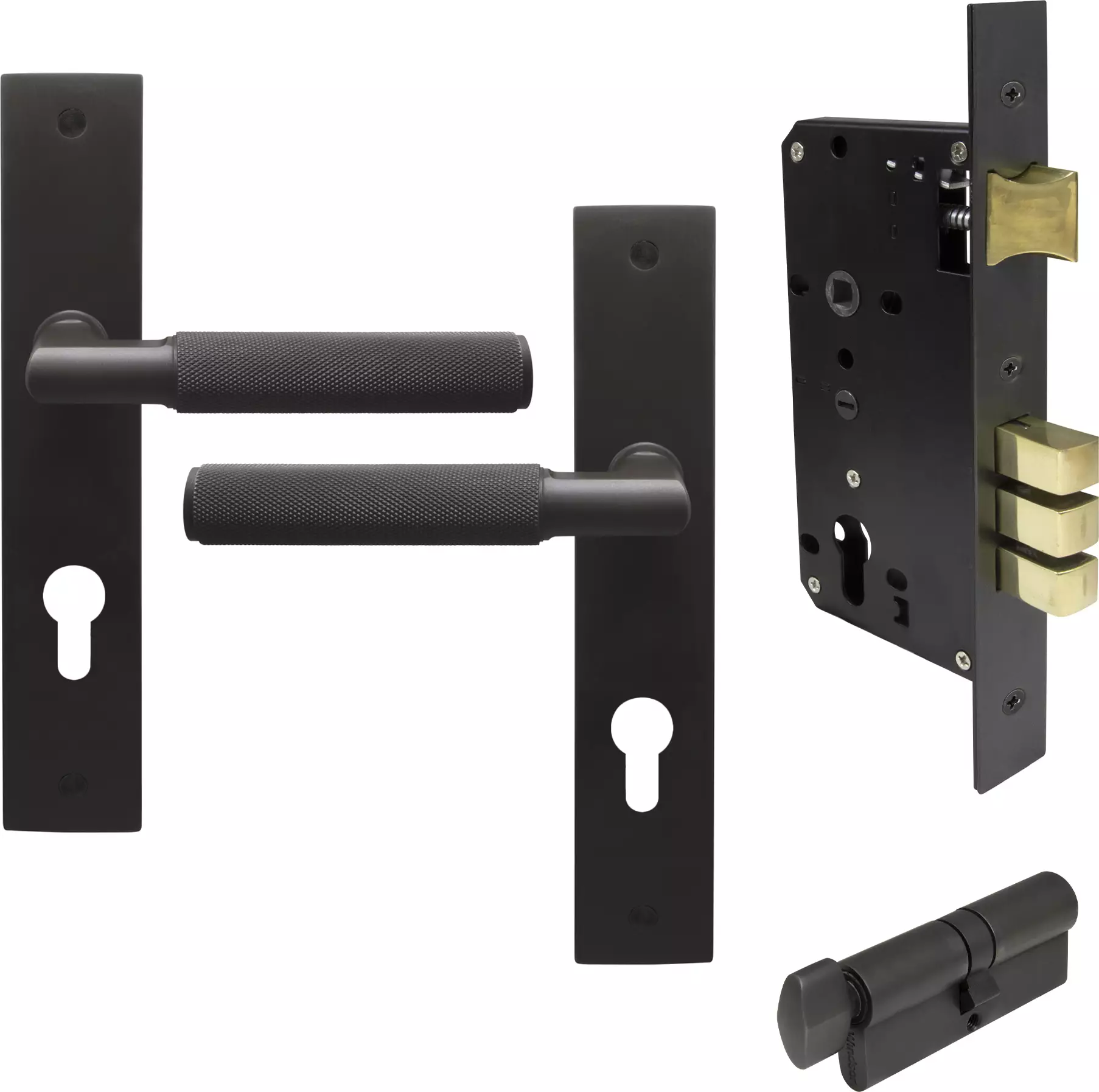 Lumina Longplate Entrance Set - K/T - Diamond Knurl   - DRB