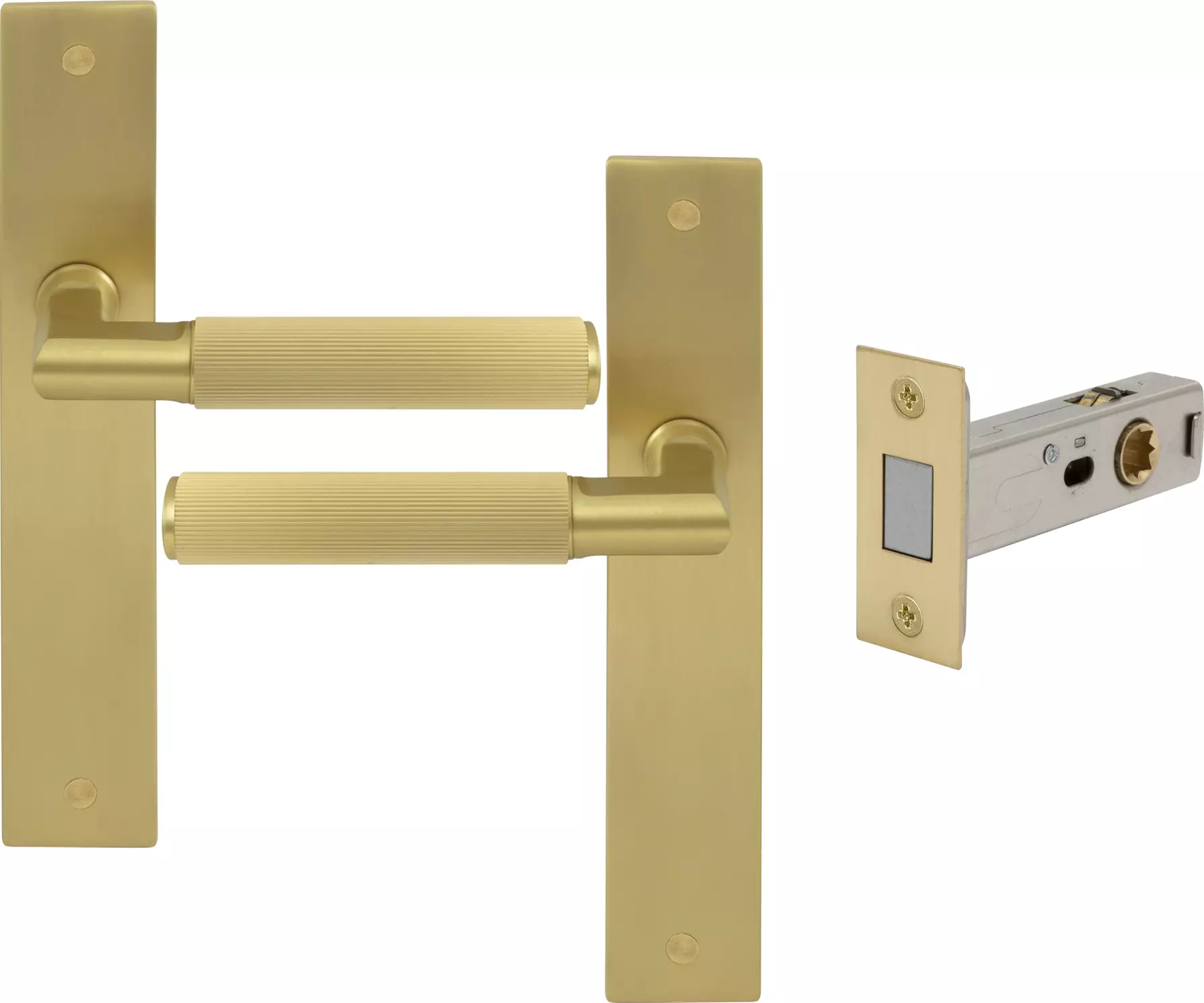 Lumina Longplate Passage Set - Magn. Latch - Linear Knurl - MSB