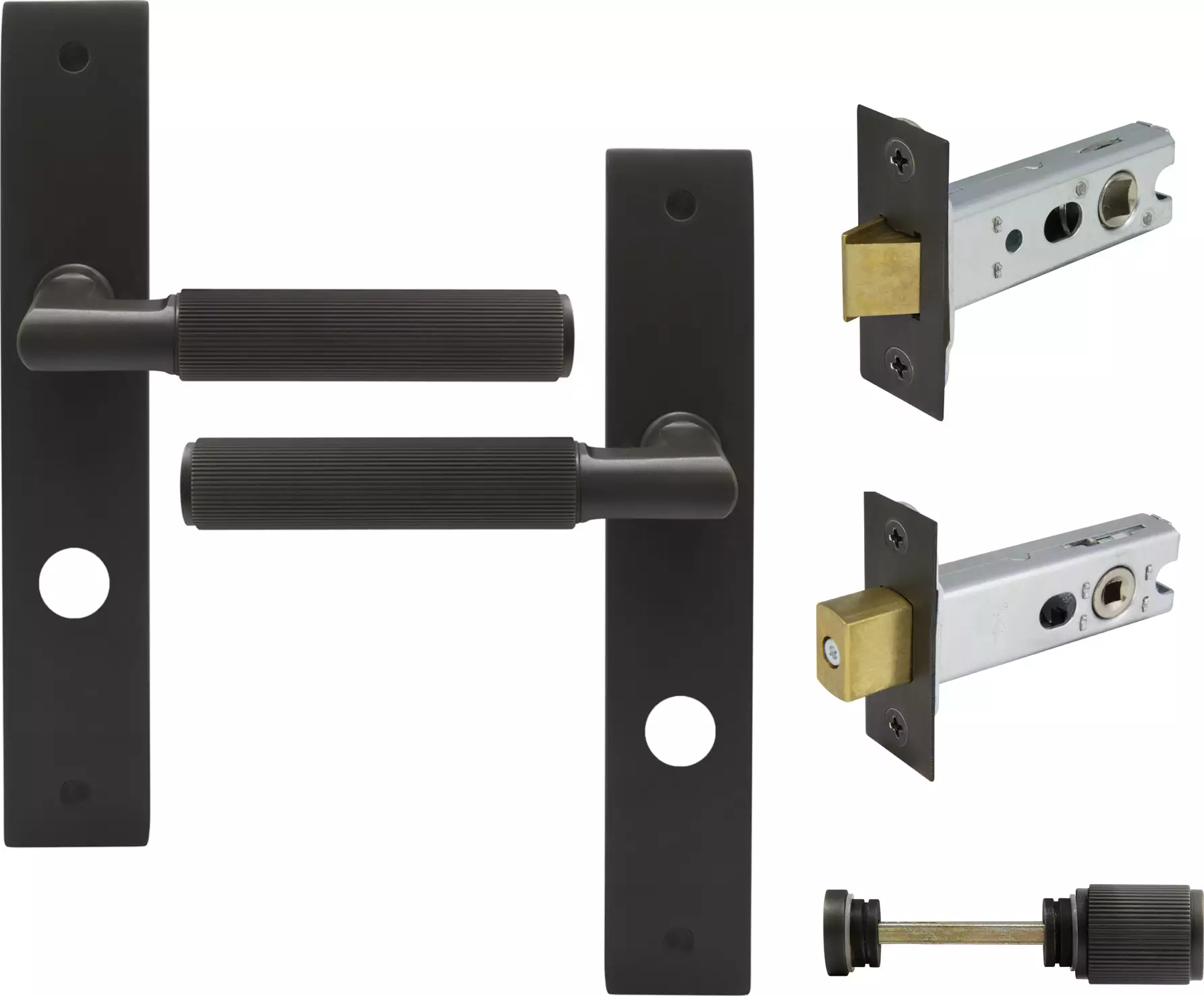 Lumina Longplate Privacy Set - Linear Knurl - DRB