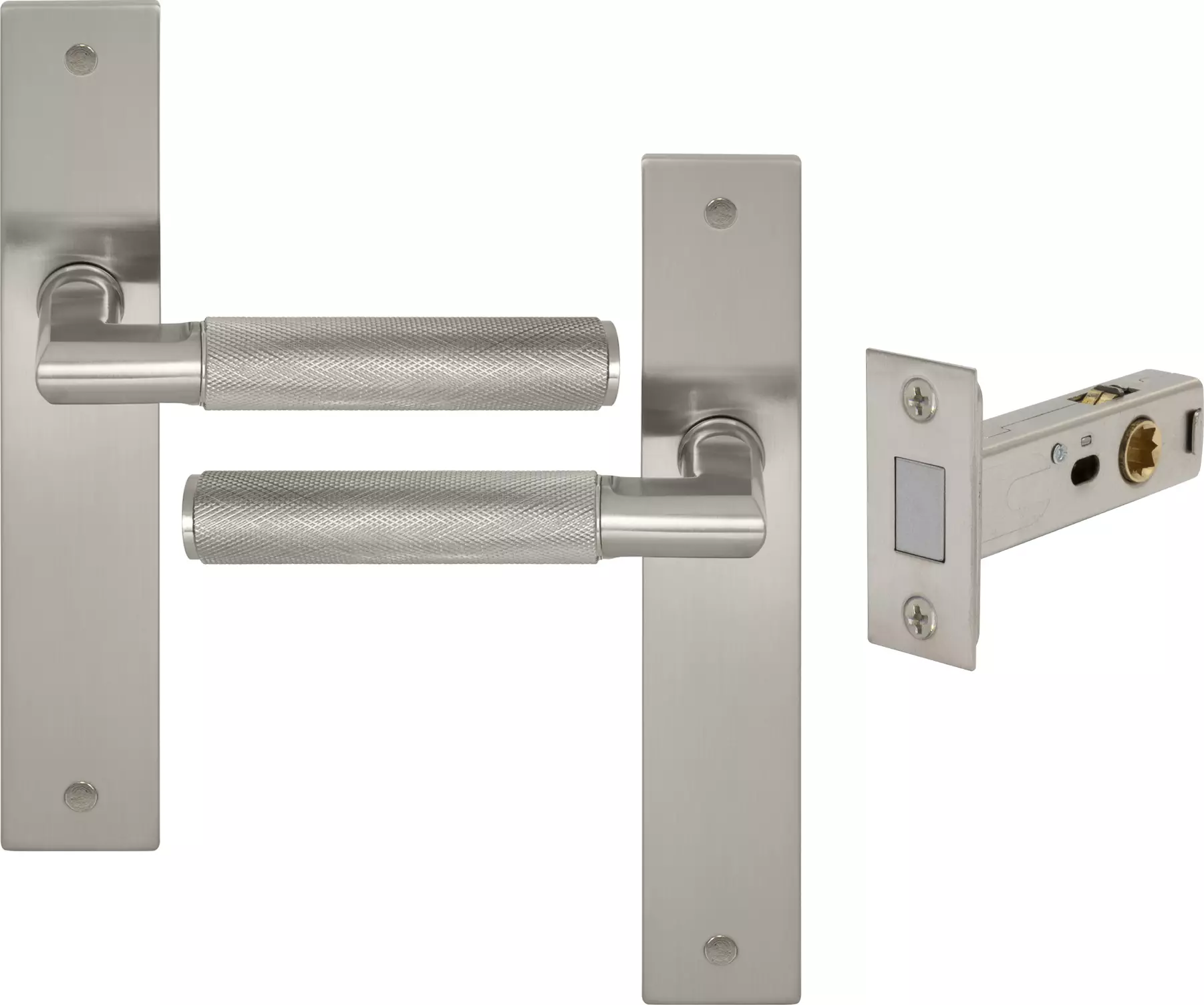 Lumina Longplate Passage Set - Magn. Latch - Diamond Knurl   - BN