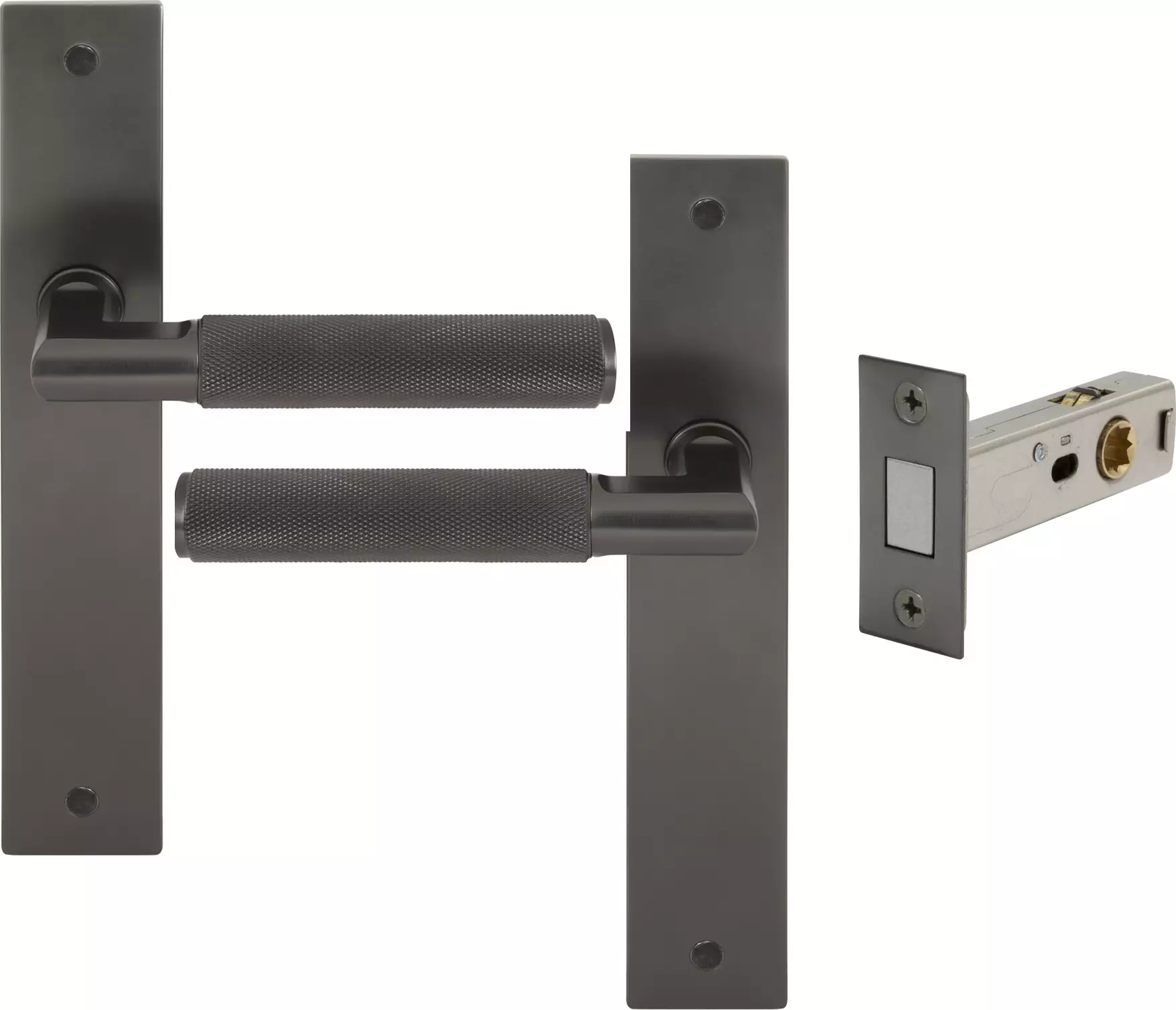Lumina Longplate Passage Set - Magn. Latch - Diamond Knurl   - GN