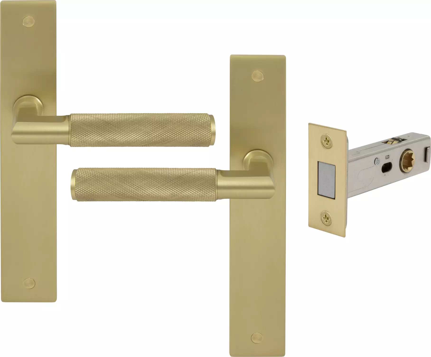 Lumina Longplate Passage Set - Magn. Latch - Diamond Knurl   - MSB