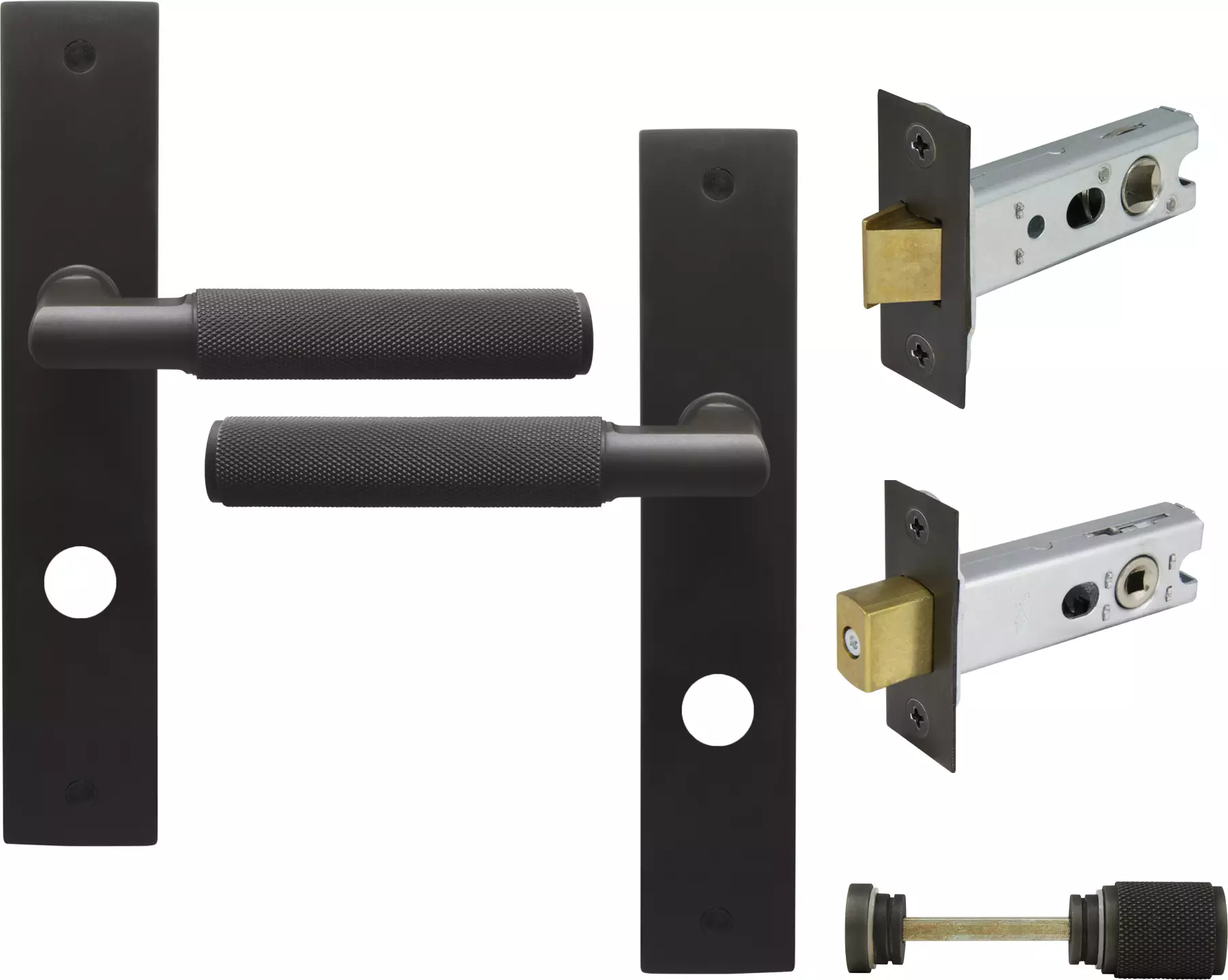 Lumina Longplate Privacy Set - Diamond Knurl   - DRB