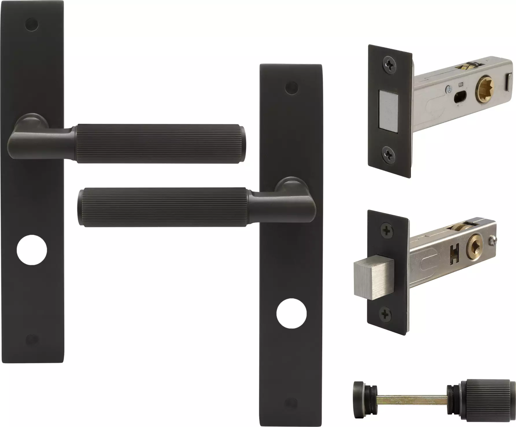 Lumina Longplate Privacy Set - Magn. Latch - Linear Knurl - DRB