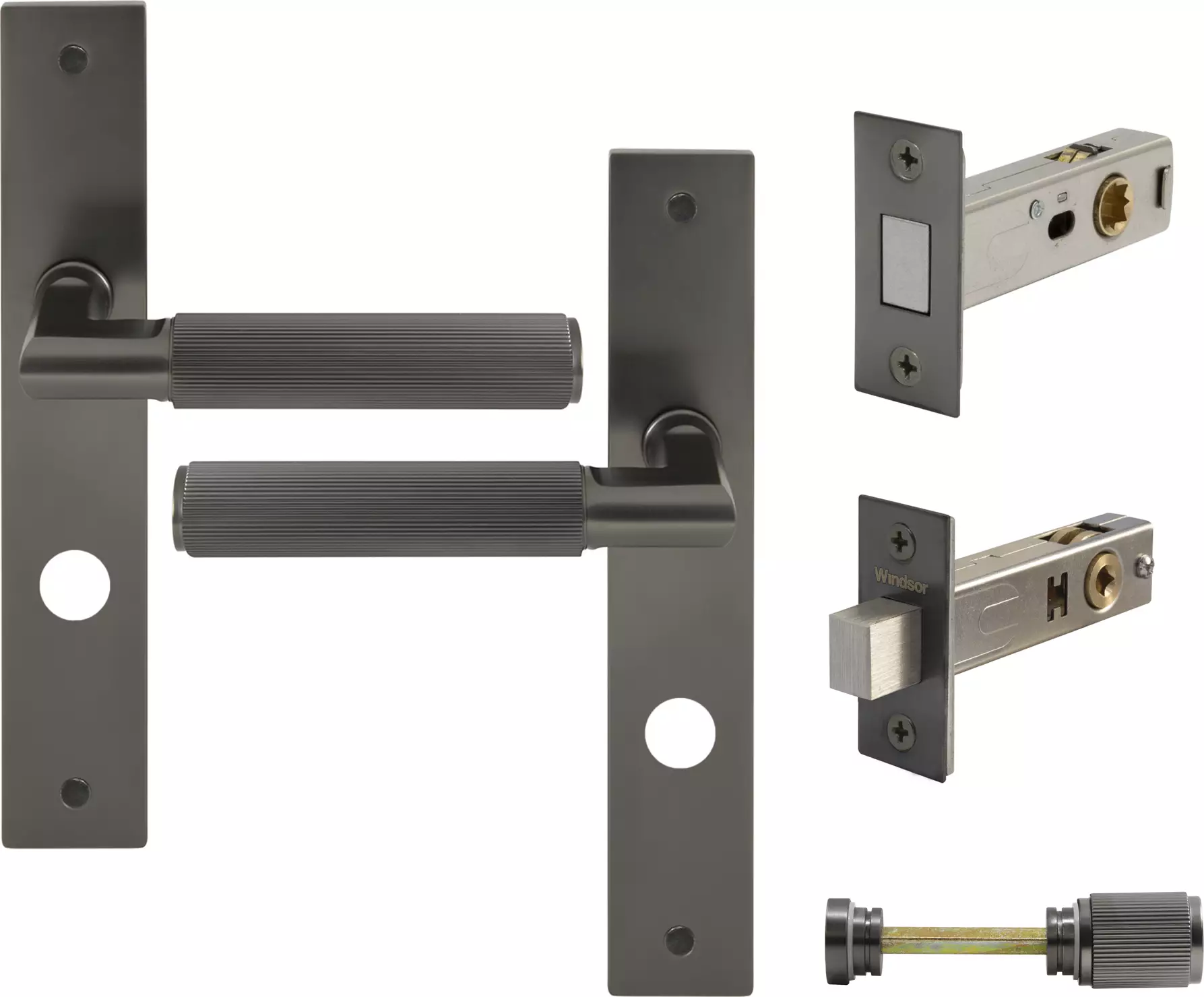 Lumina Longplate Privacy Set - Magn. Latch - Linear Knurl - GN