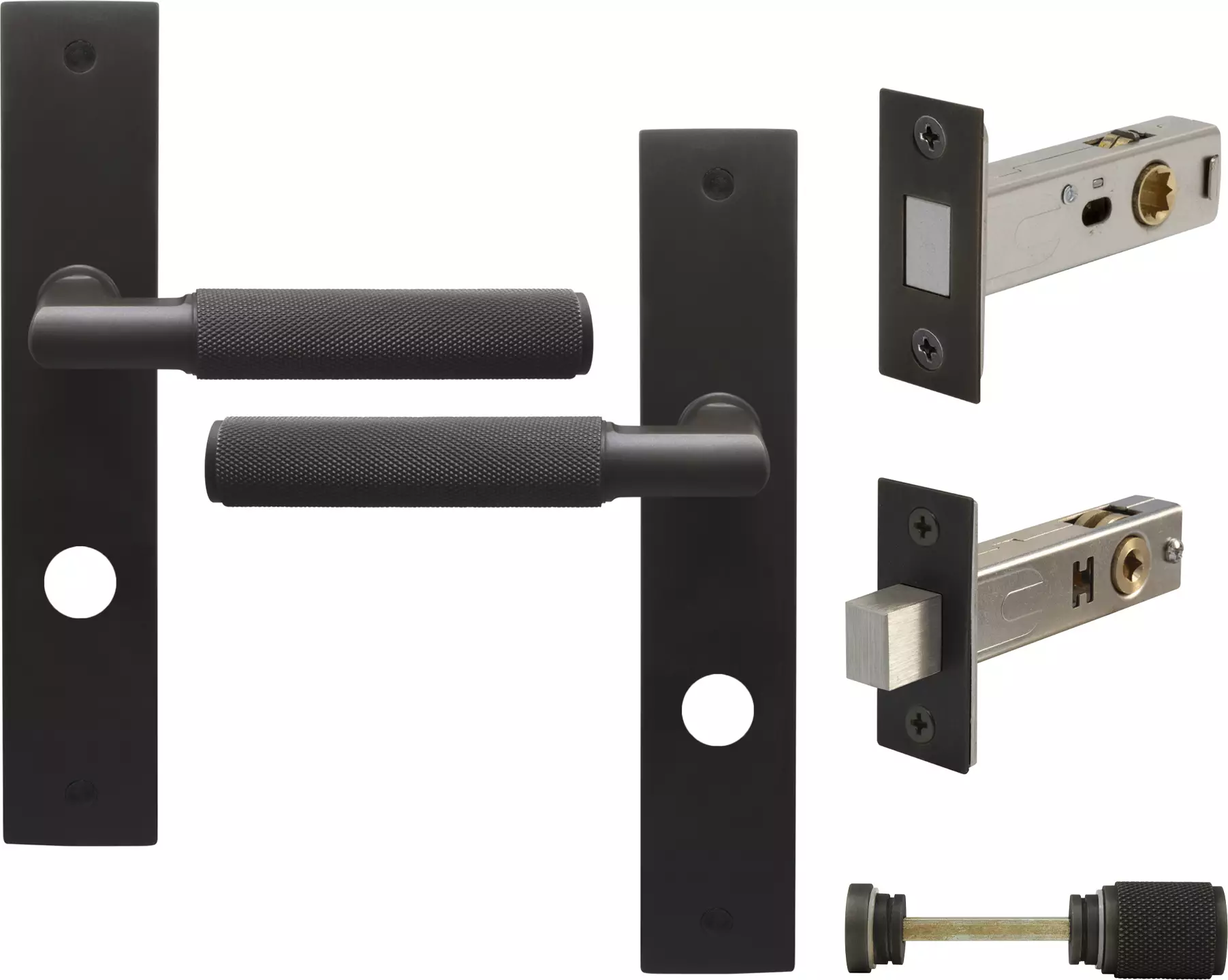 Lumina Longplate Privacy Set - Magn. Latch - Diamond Knurl   - DRB