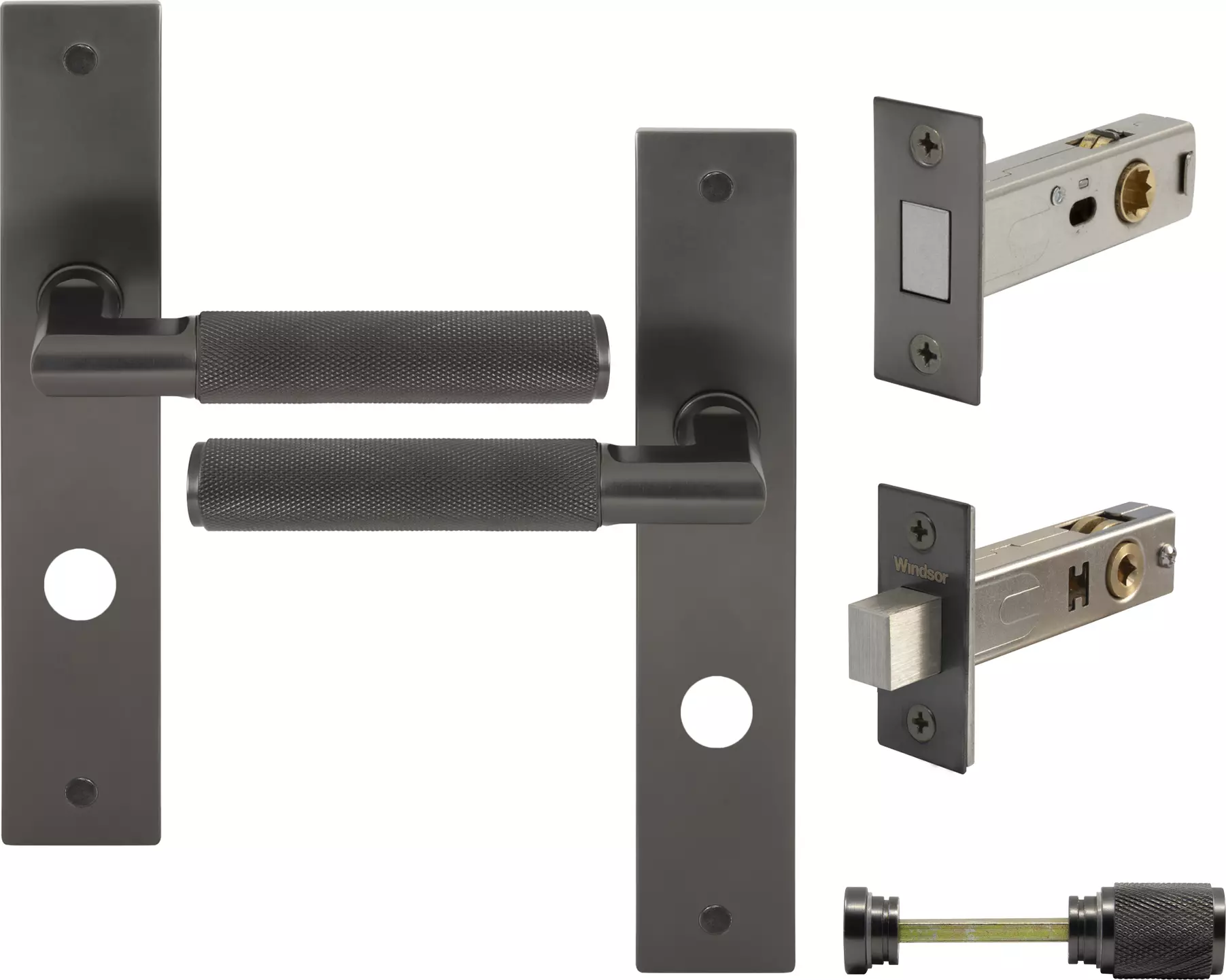 Lumina Longplate Privacy Set - Magn. Latch - Diamond Knurl   - GN