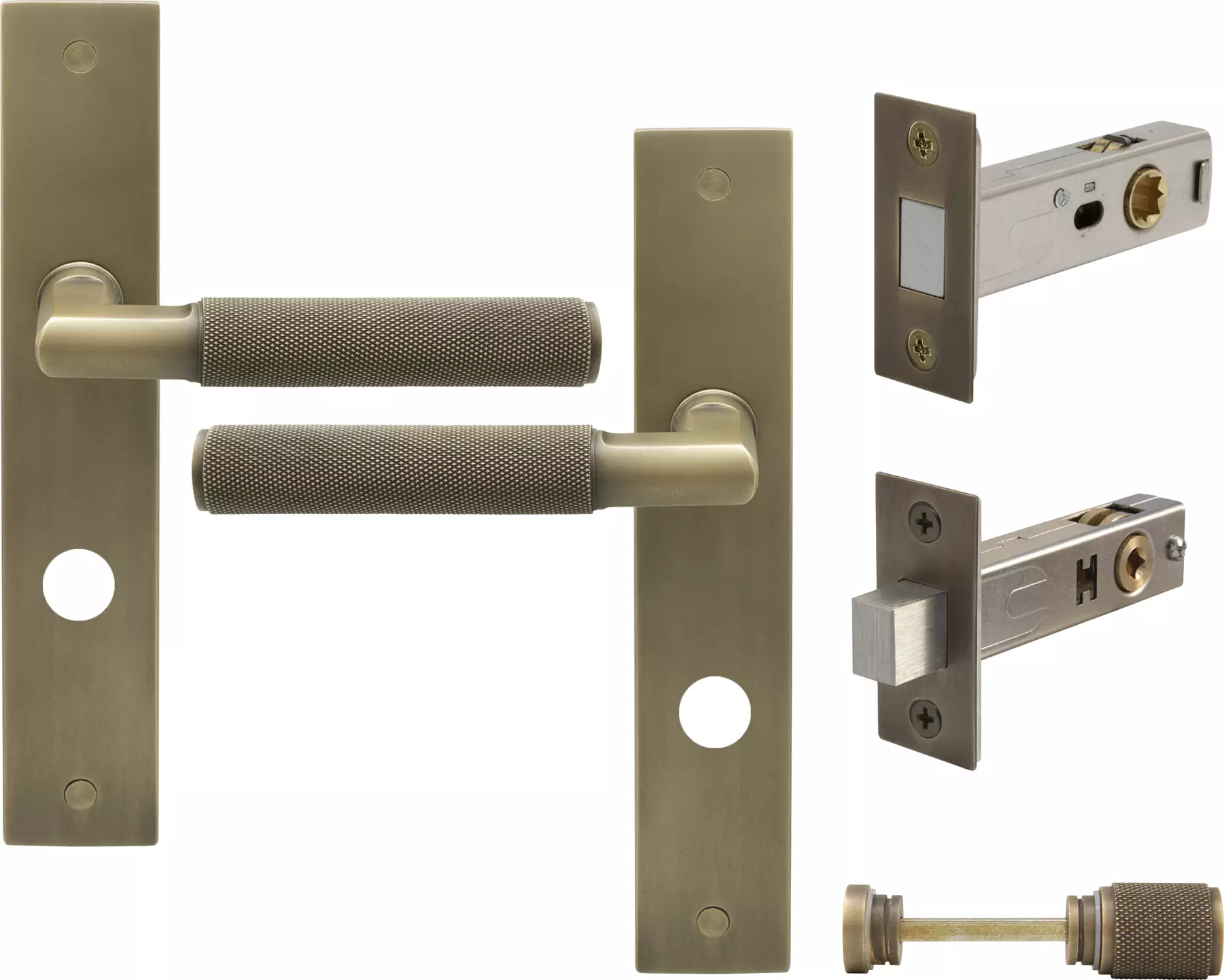 Lumina Longplate Privacy Set - Magn. Latch - Diamond Knurl   - RB