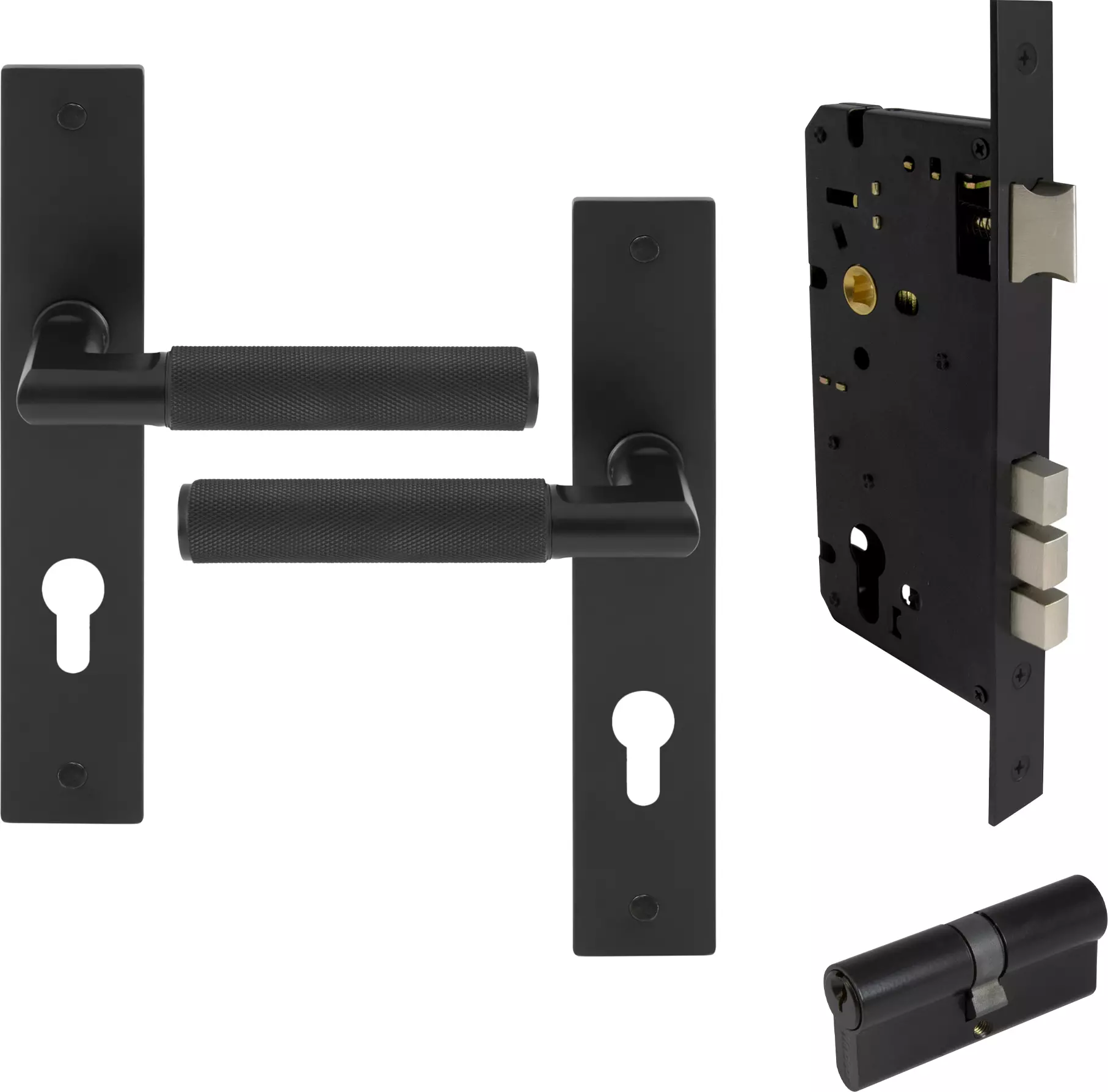 Lumina Longplate Entrance Set - K/K - Diamond Knurl  - BLK