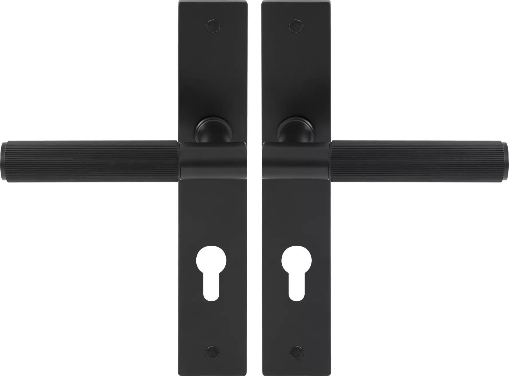 Verge Longplate Euro Handles - Linear Knurl - BLK
